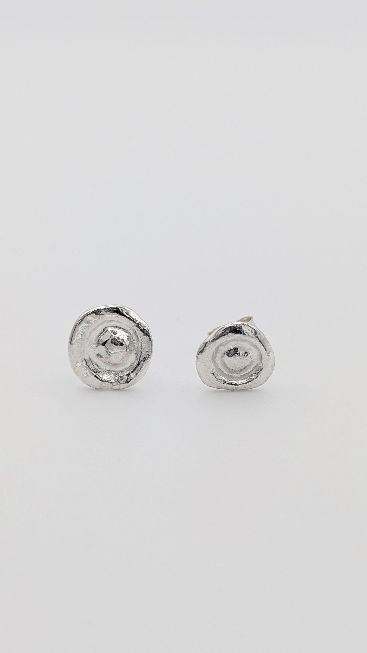 Water Cast Sterling Silver Stud Earrings #2