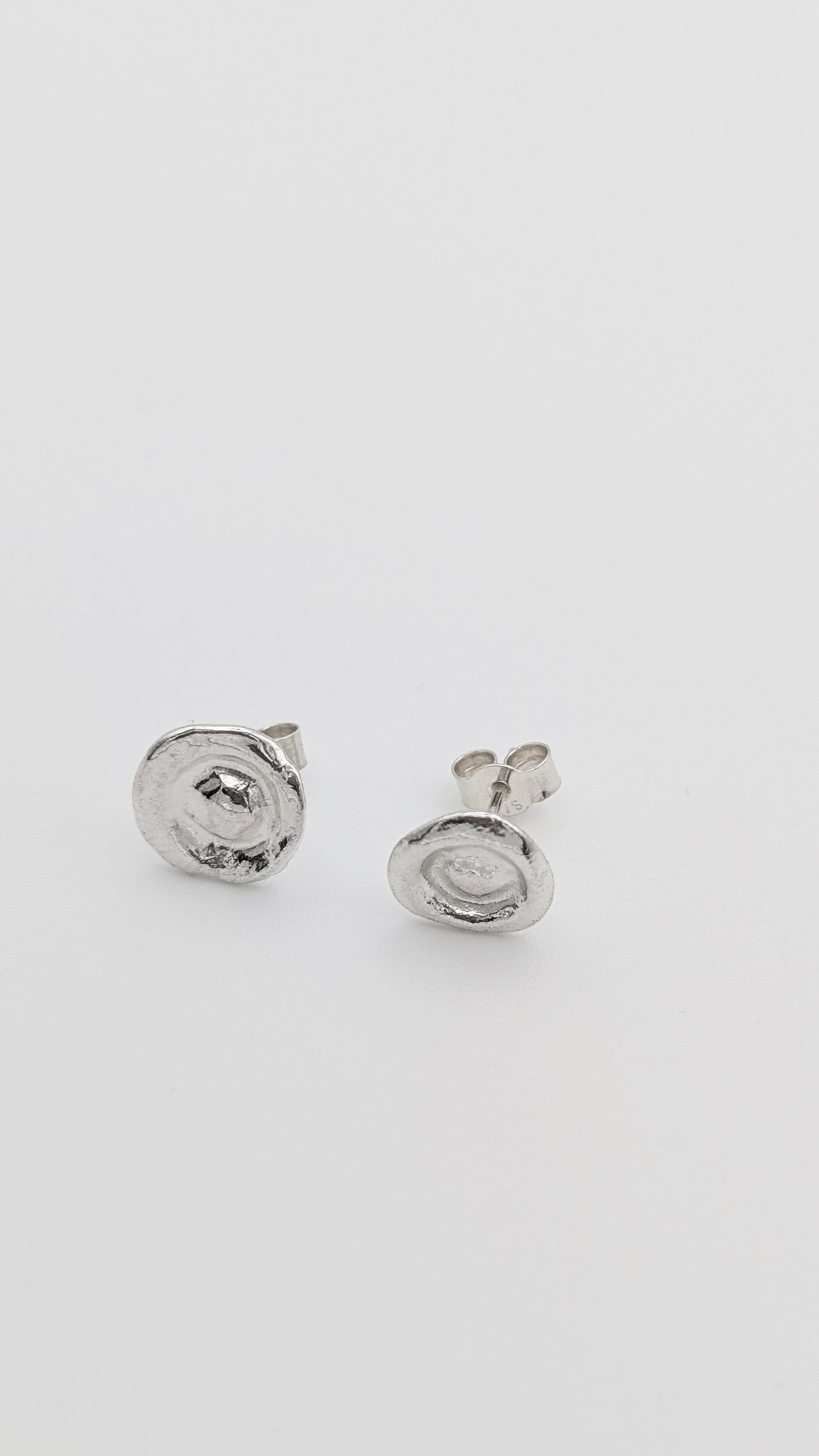 Water Cast Sterling Silver Stud Earrings #2