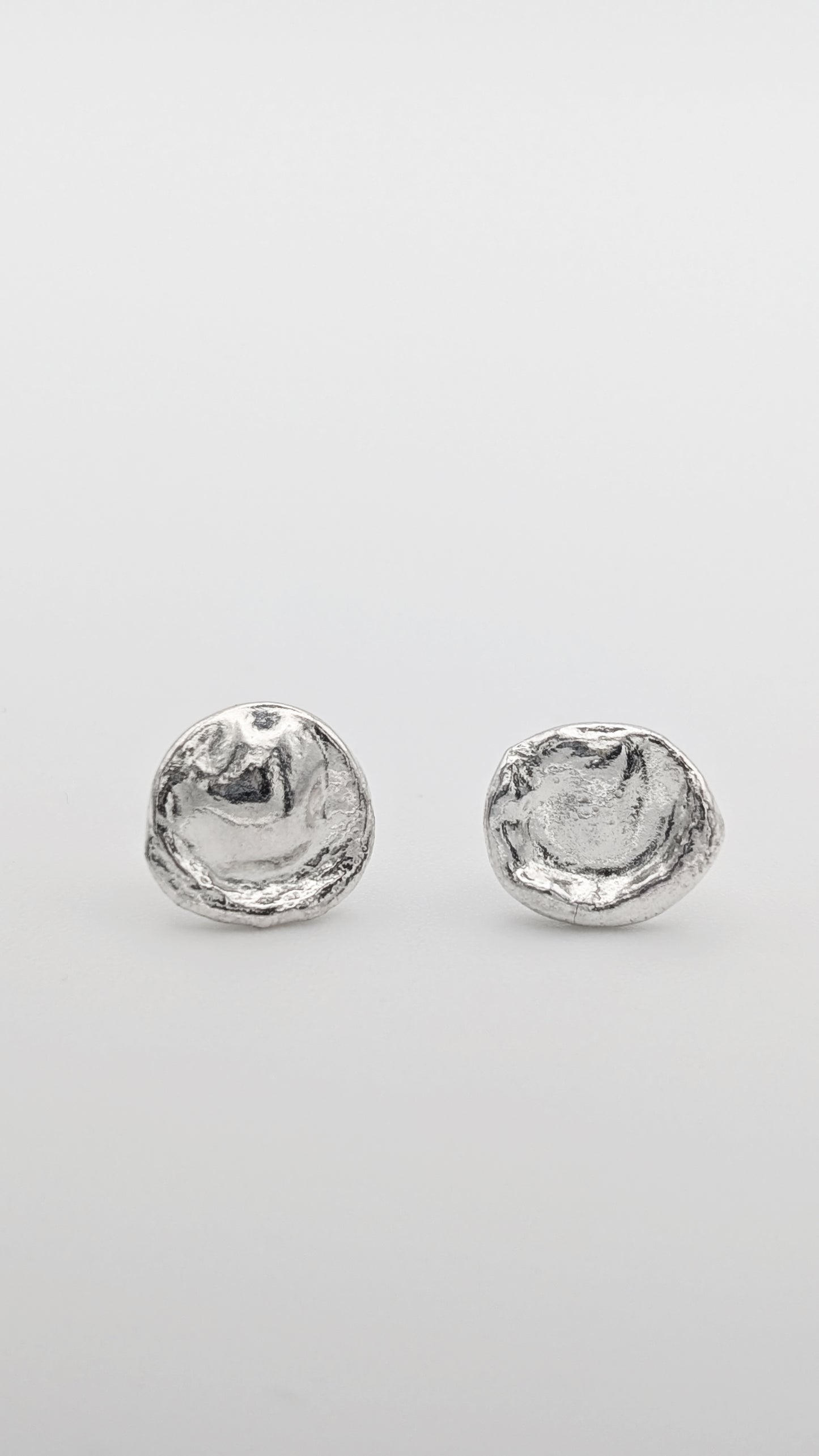 Water Cast Sterling Silver Stud Earrings #3
