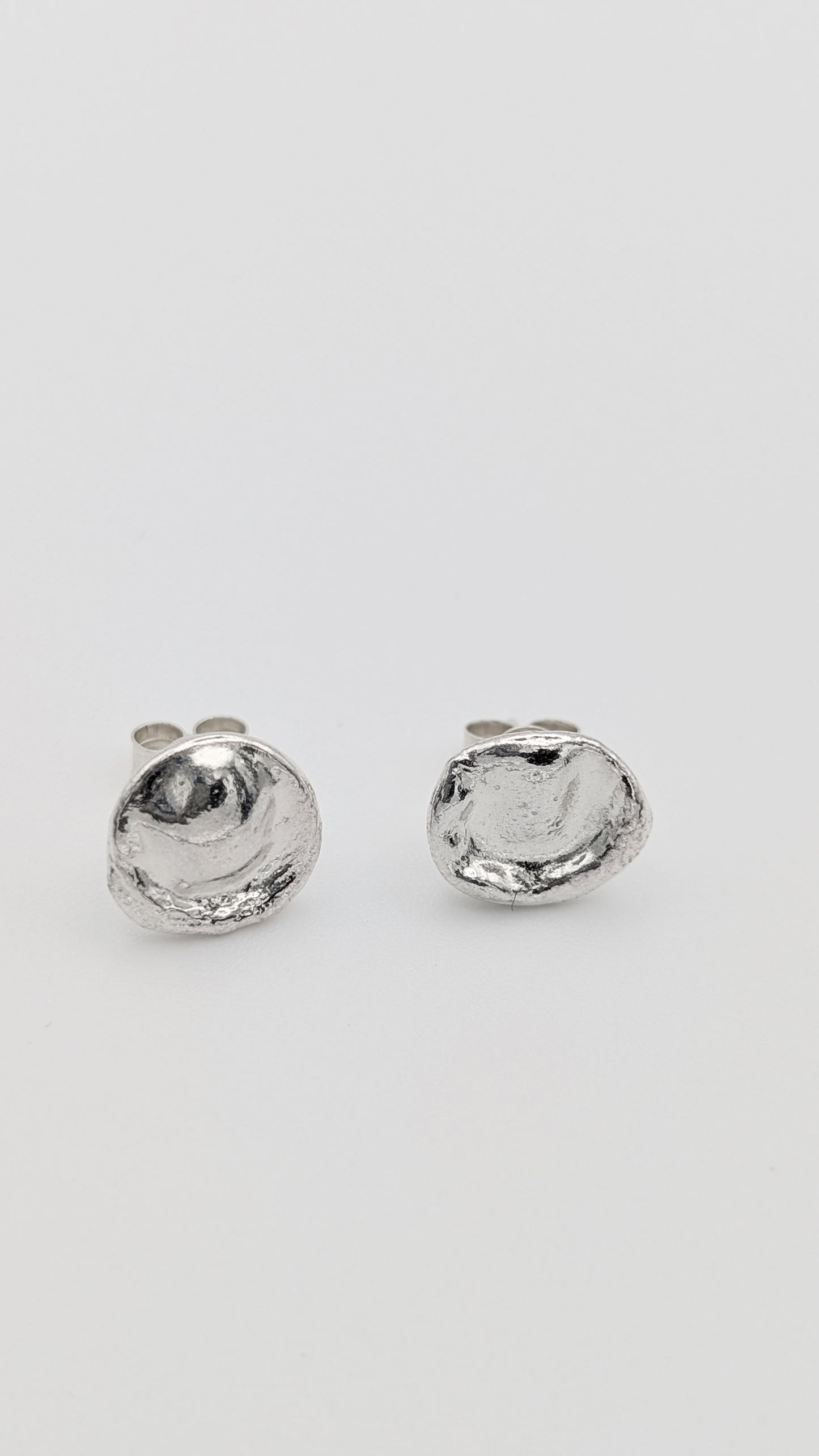 Water Cast Sterling Silver Stud Earrings #3