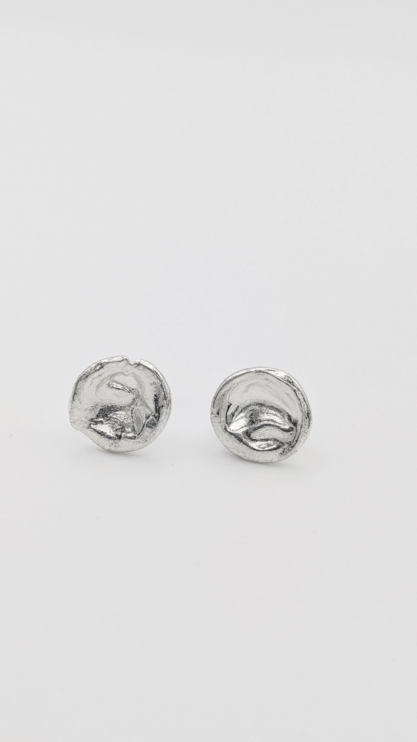 Water Cast Sterling Silver Stud Earrings #4
