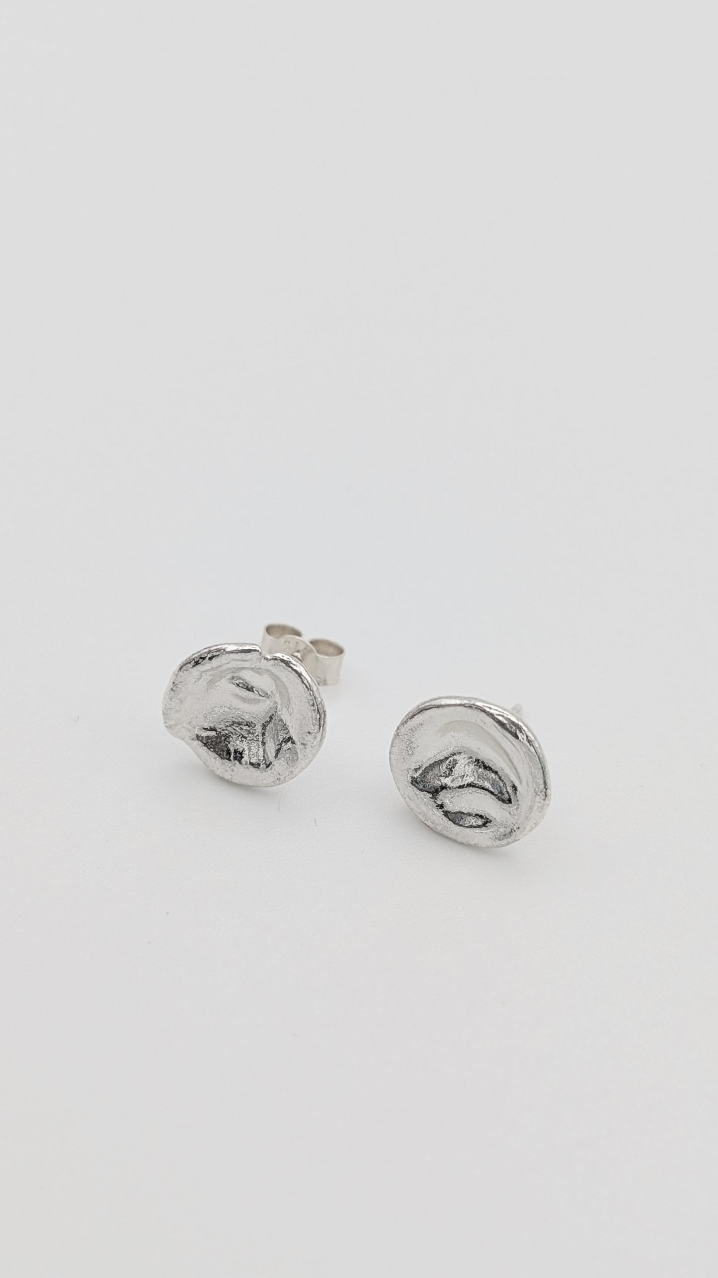 Water Cast Sterling Silver Stud Earrings #4