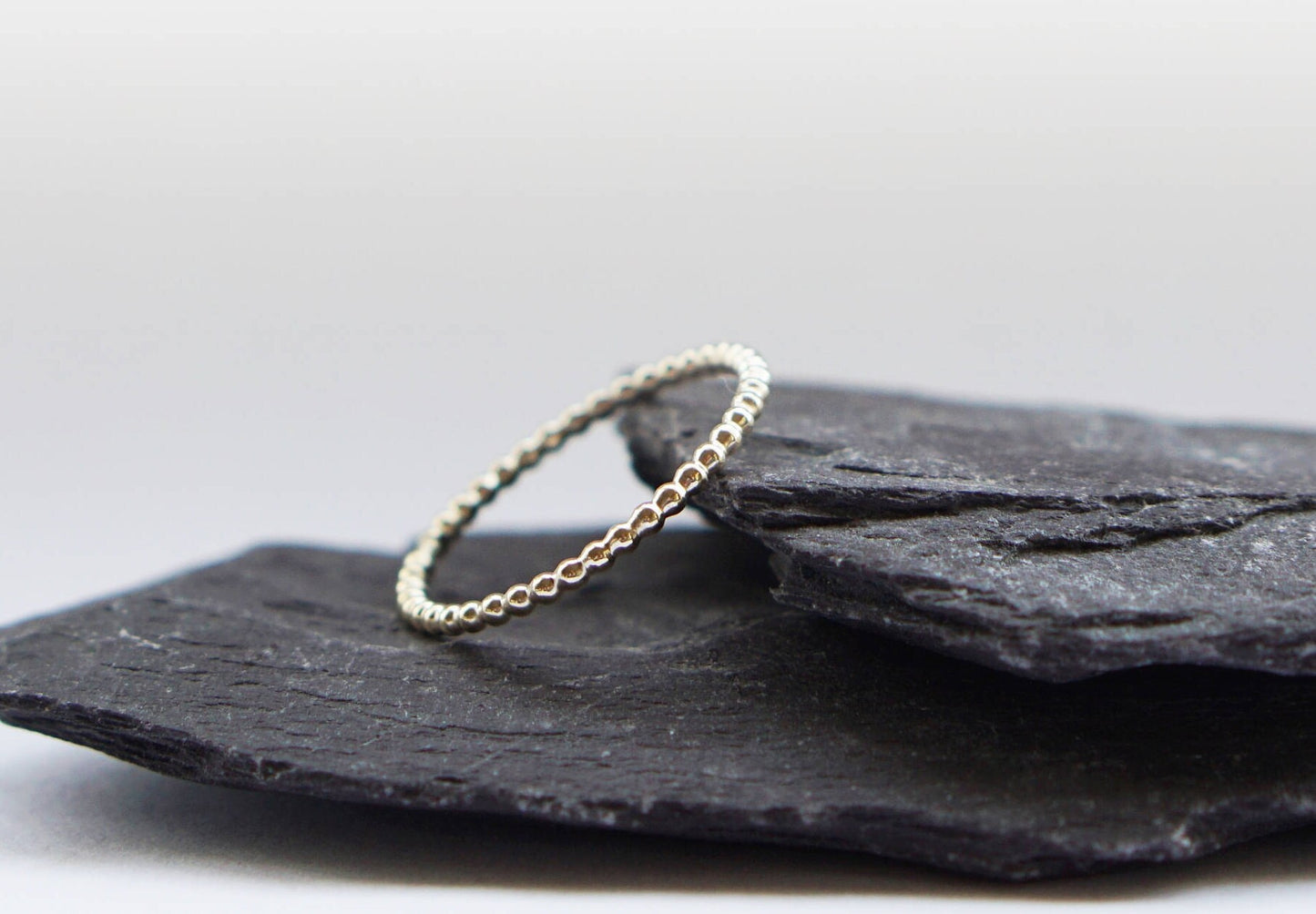 9ct Yellow Gold Beaded Band Stacking Ring