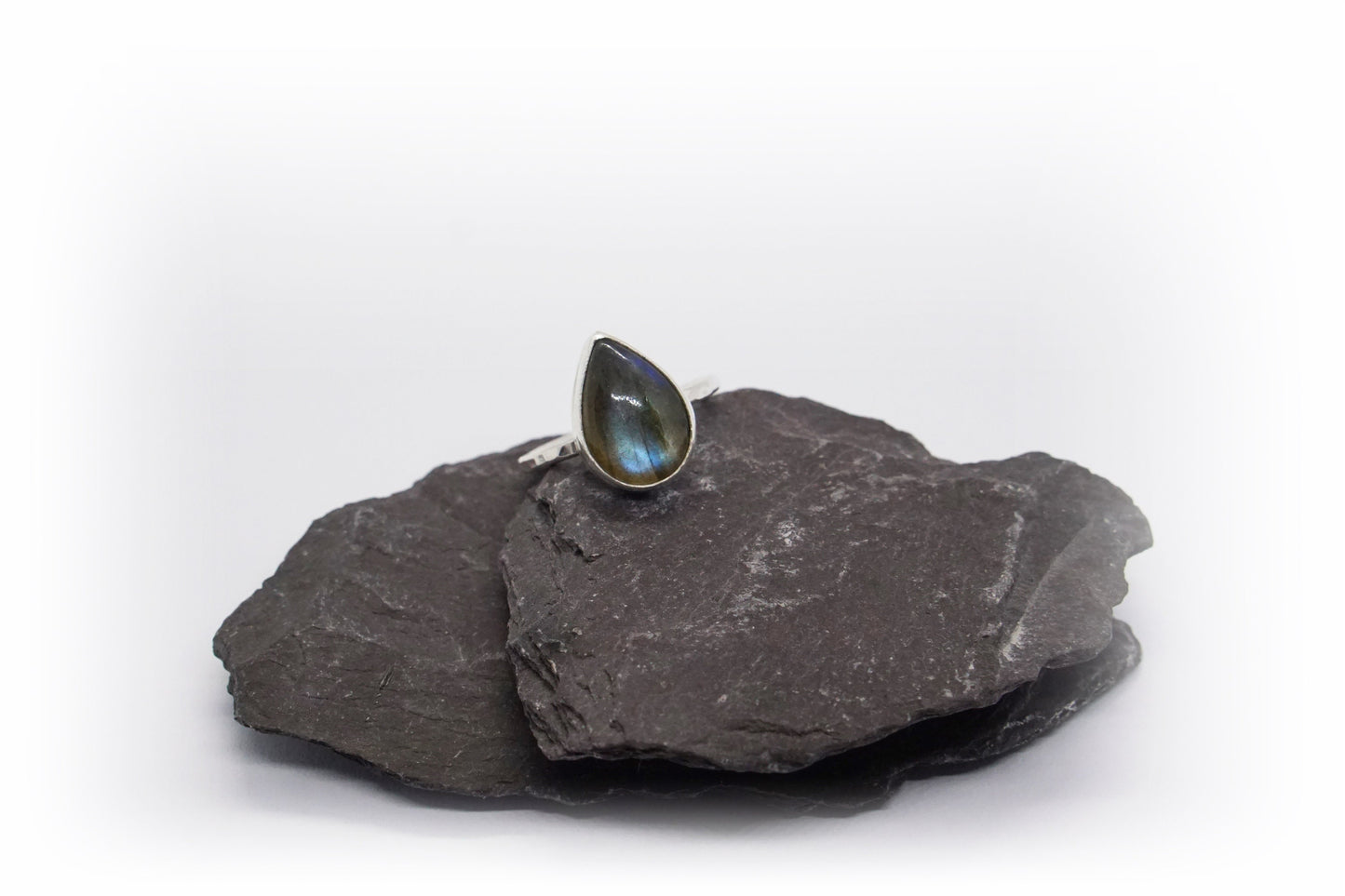 Labradorite Teardrop Recycled Sterling Silver Ring ~ statement, gemstone,birthstone, stackable, stacking