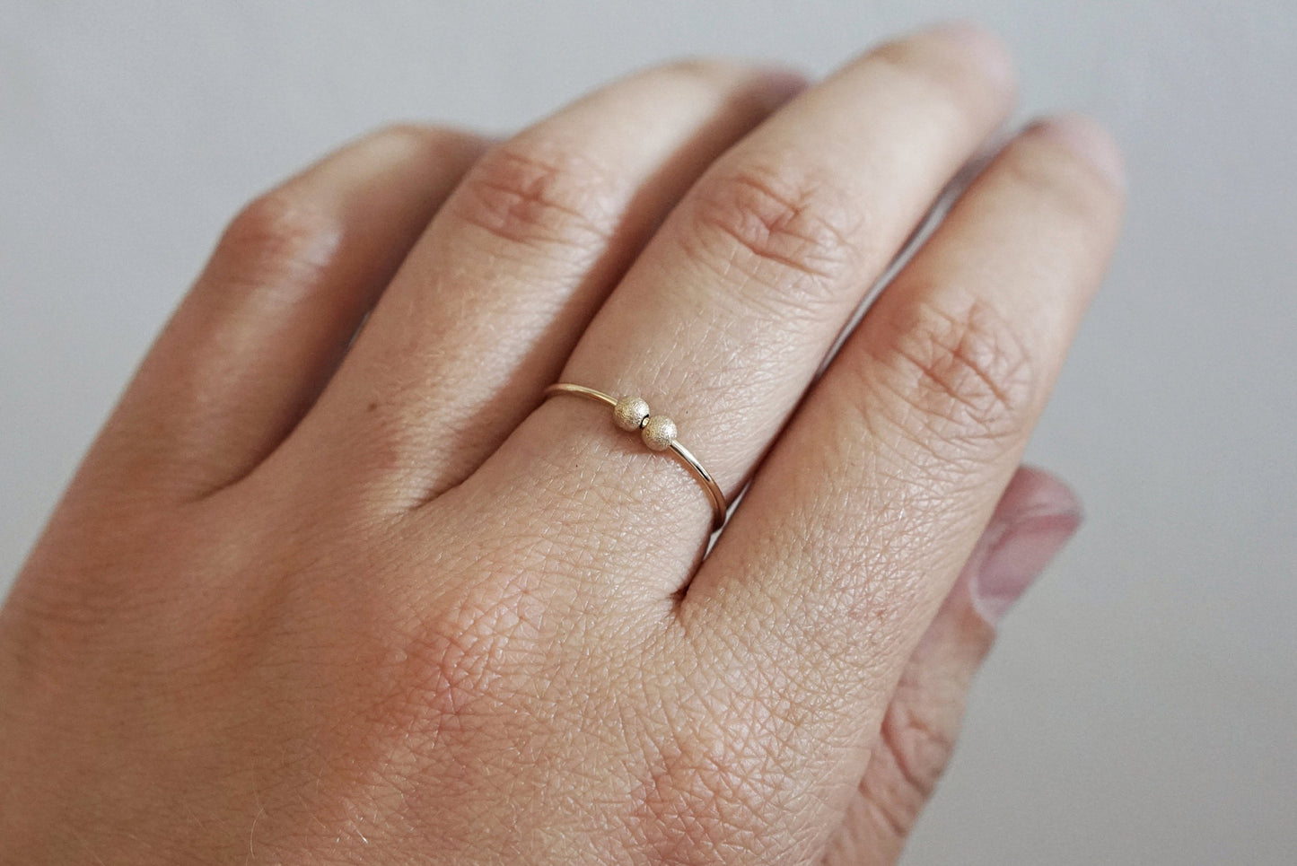 Fidget Ring Solid Recycled 9ct Gold Frosted Beads ~ stackable, thin band, worry ring, spinner ring, anxiety, stress