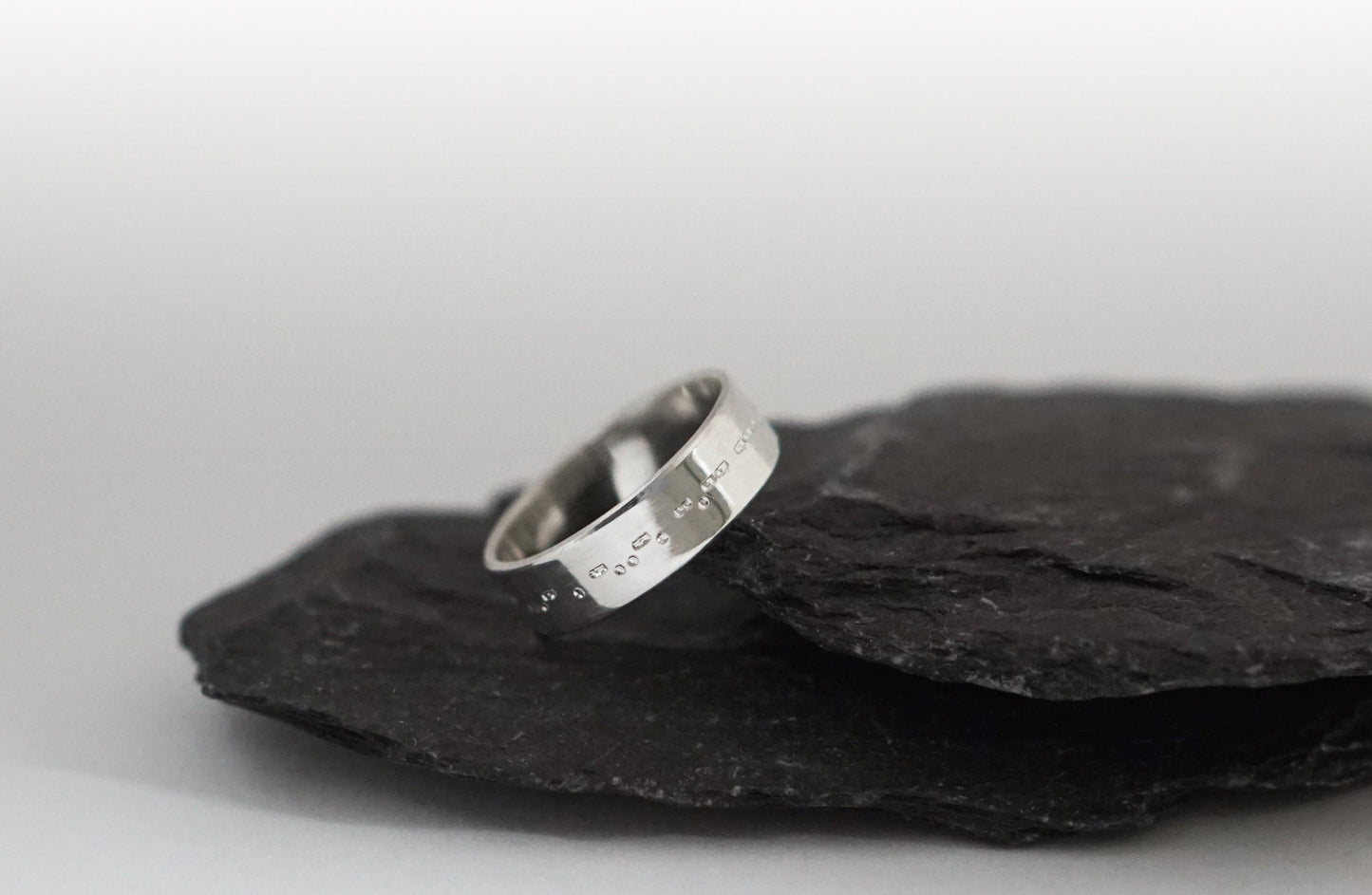 Recycled Sterling Silver Morse Code Personalised Band ~ initials, valentine's gift, wedding, name, date