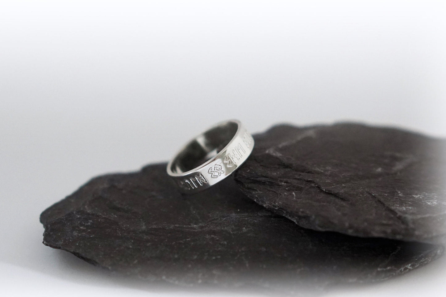 Recycled Sterling Silver Runes Personalised Band ~ initials, valentine's gift, wedding, name, date