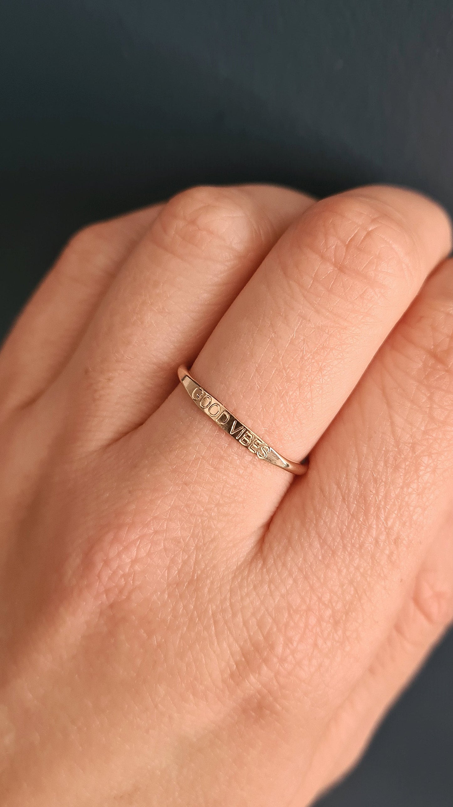 The Little Affirmation Ring ~ Sterling Silver or 9ct Gold ~ personalised band, engraved, quote, positive message, good vibes