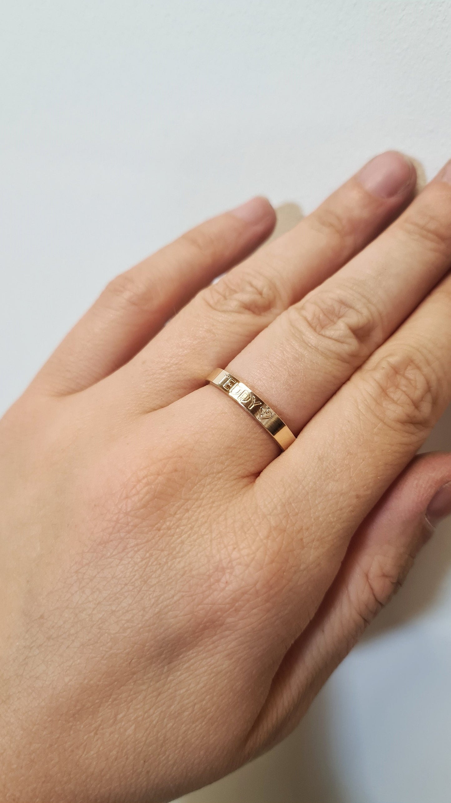 Recycled Solid 9ct Gold Personalised Engraved Ring Band