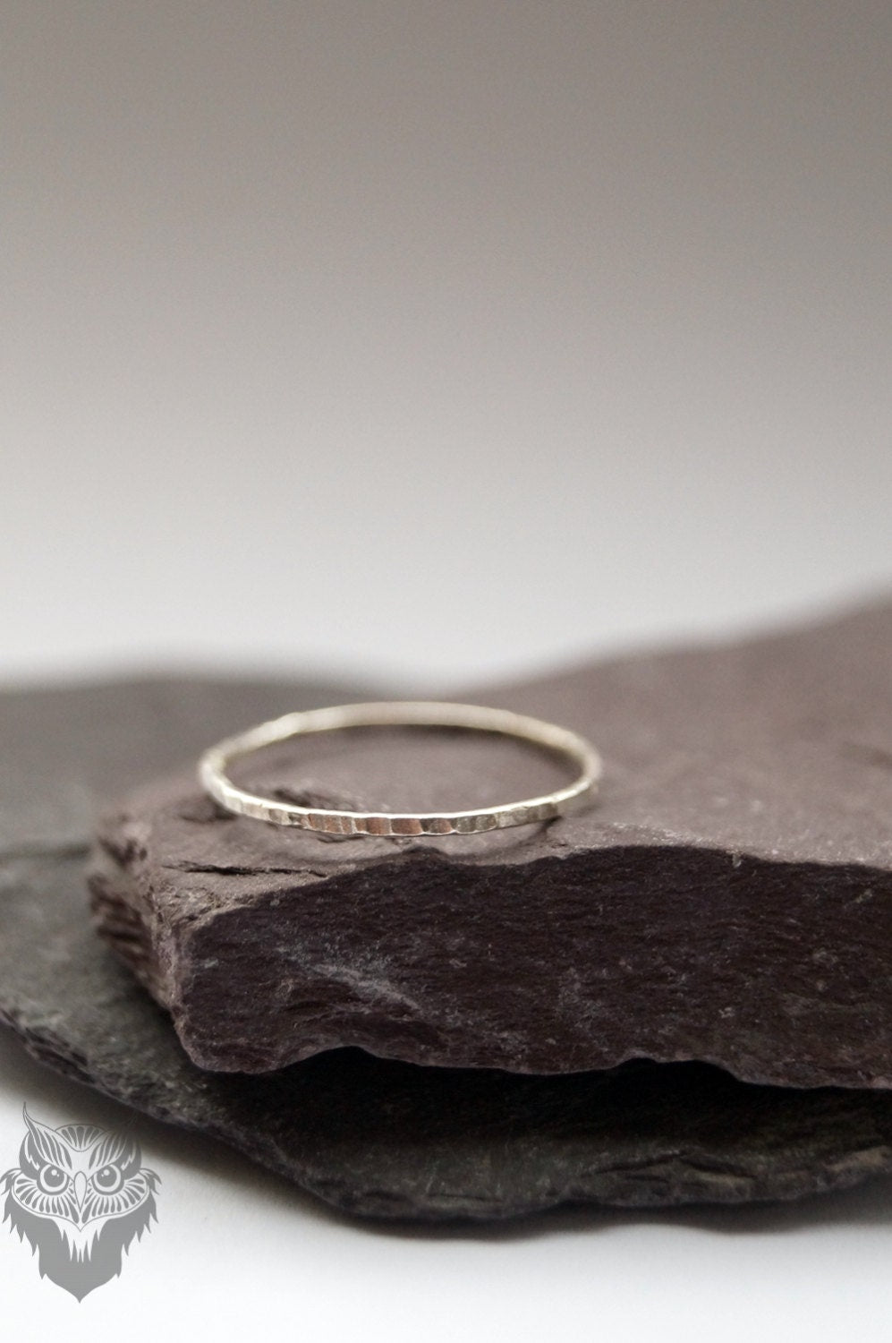 Recycled Sterling Silver Skinny Hammered Stacking Ring ~ stacking ring, stackable, hammered, skinny ring, thin ring, thin band, simple