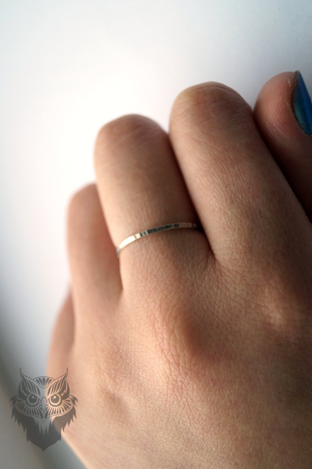 Recycled Sterling Silver Skinny Hammered Stacking Ring ~ stacking ring, stackable, hammered, skinny ring, thin ring, thin band, simple