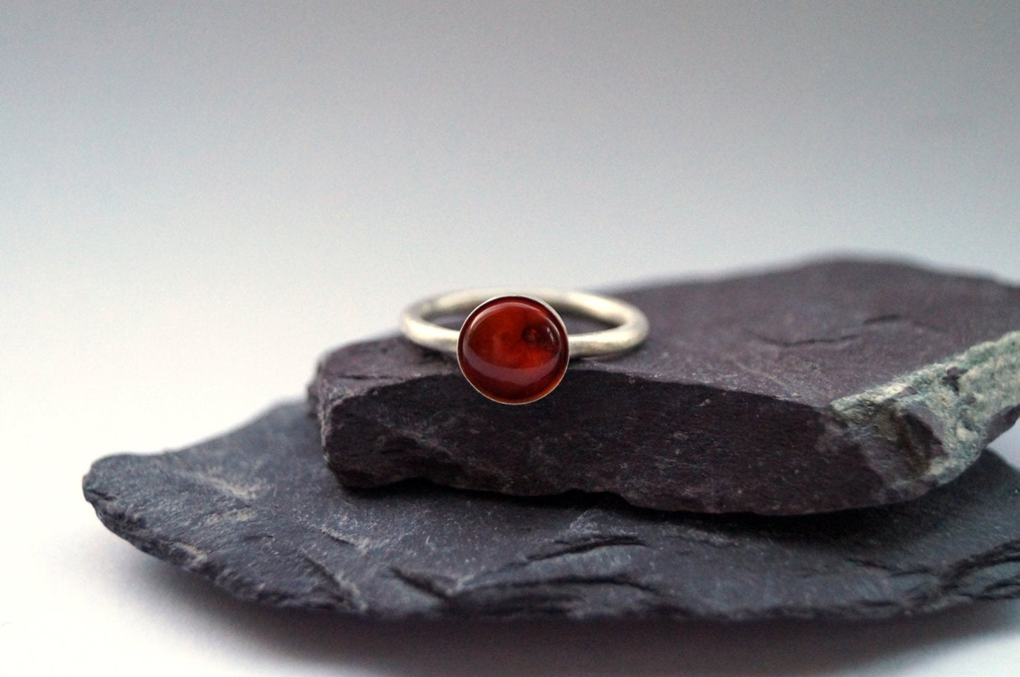 Amber Recycled Sterling Silver Ring ~ statement ring, stacking ring, gemstone, birthstone, solitaire ring, recycled
