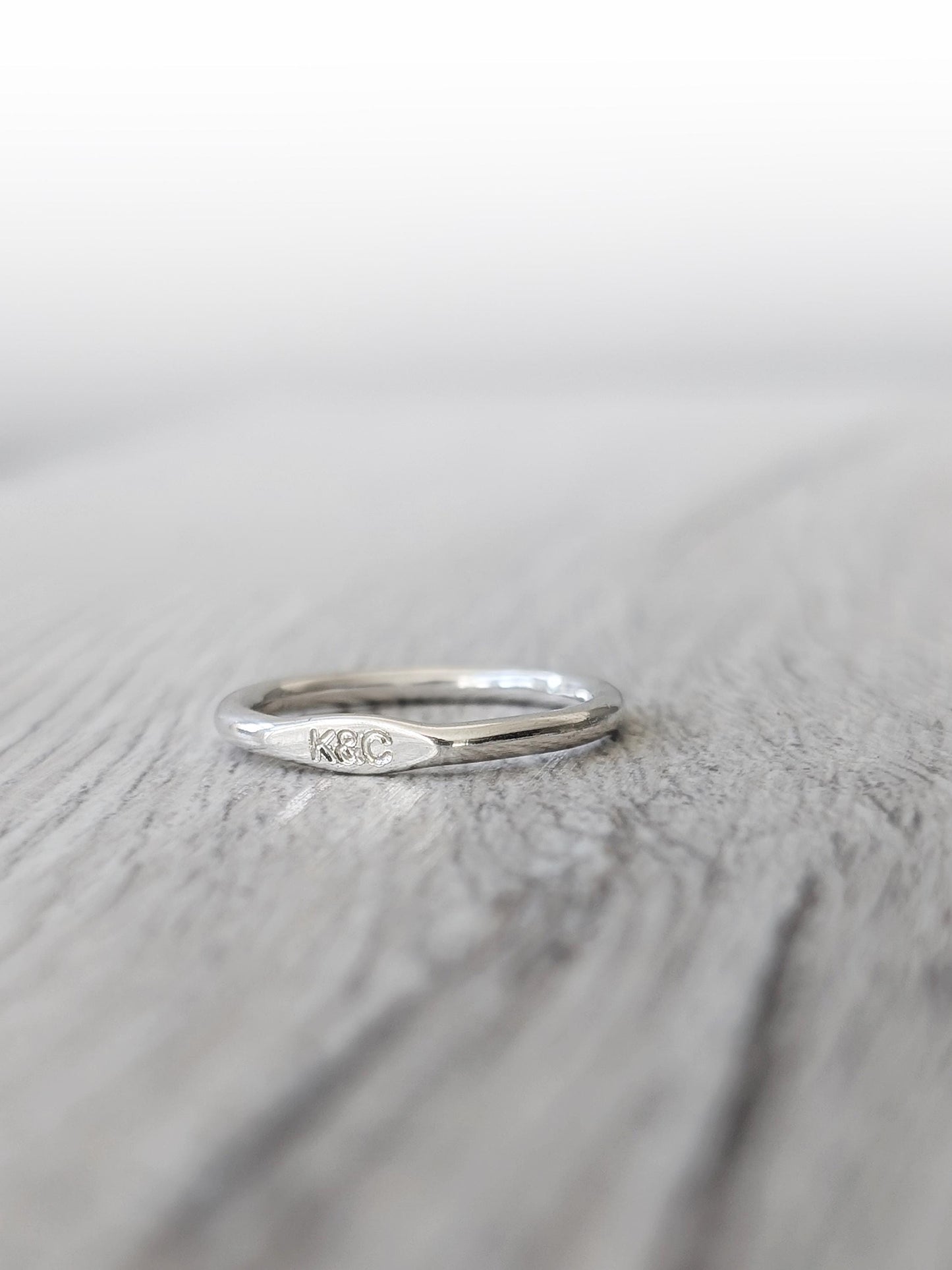 Minimalist Signet Ring: Engraved Sterling Silver or 9ct Gold Band