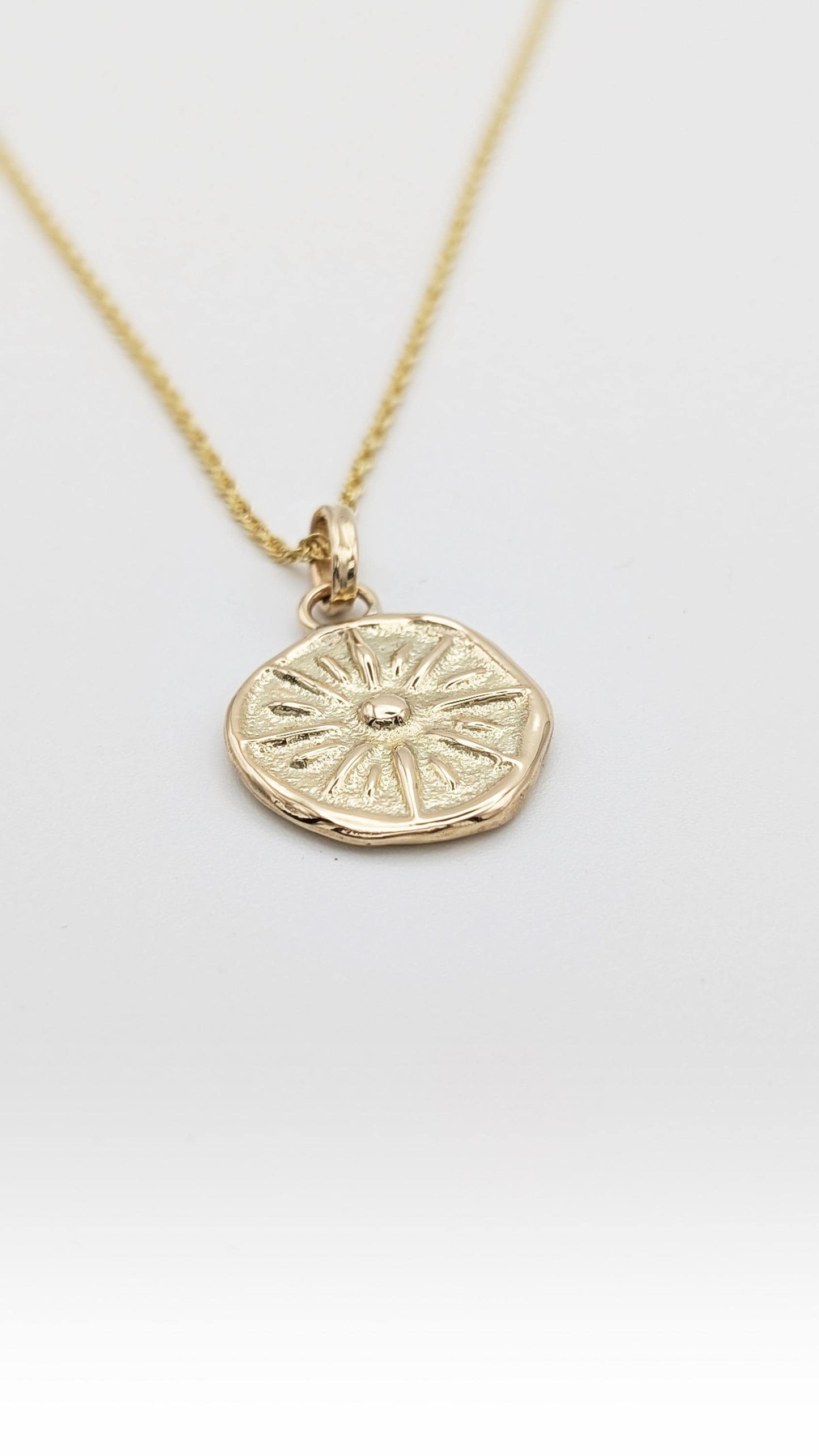Sun Ray Pendant in Solid Sterling Silver, 9ct or 18ct Gold ~ talisman, charm necklace, sunburst, wax carved, sandcast, unique recycled metal
