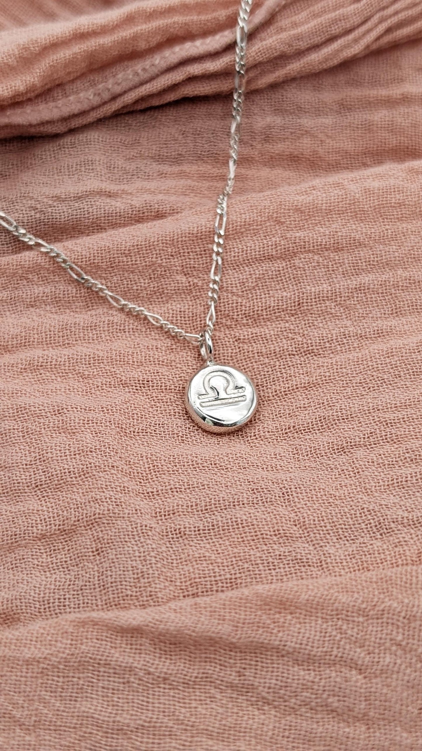 Personalised Zodiac Pebble Pendant in Solid Sterling Silver, 9ct 18ct Gold ~ initial, stamped, engraved, gift for her, star sign, birth date