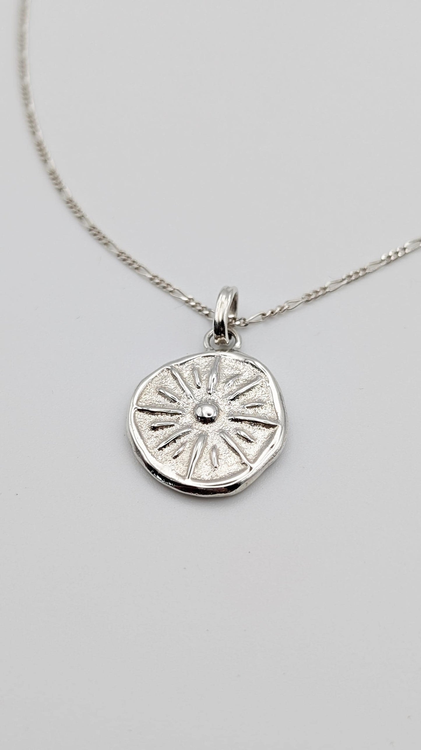 Sun Ray Pendant in Solid Sterling Silver, 9ct or 18ct Gold ~ talisman, charm necklace, sunburst, wax carved, sandcast, unique recycled metal