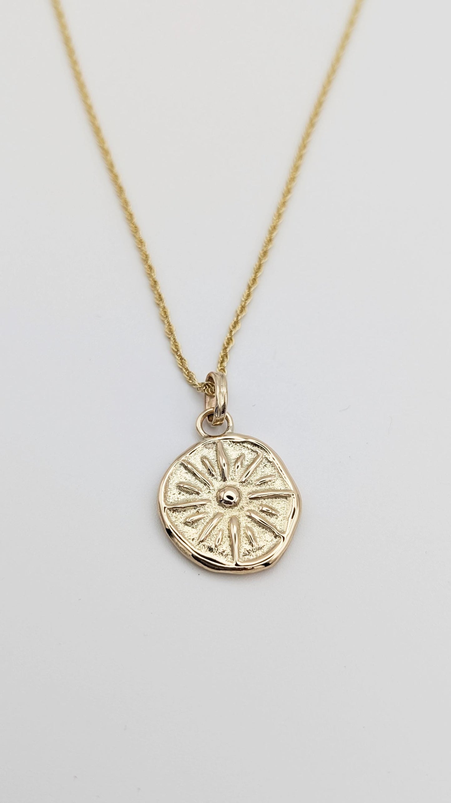Sun Ray Pendant in Solid Sterling Silver, 9ct or 18ct Gold ~ talisman, charm necklace, sunburst, wax carved, sandcast, unique recycled metal