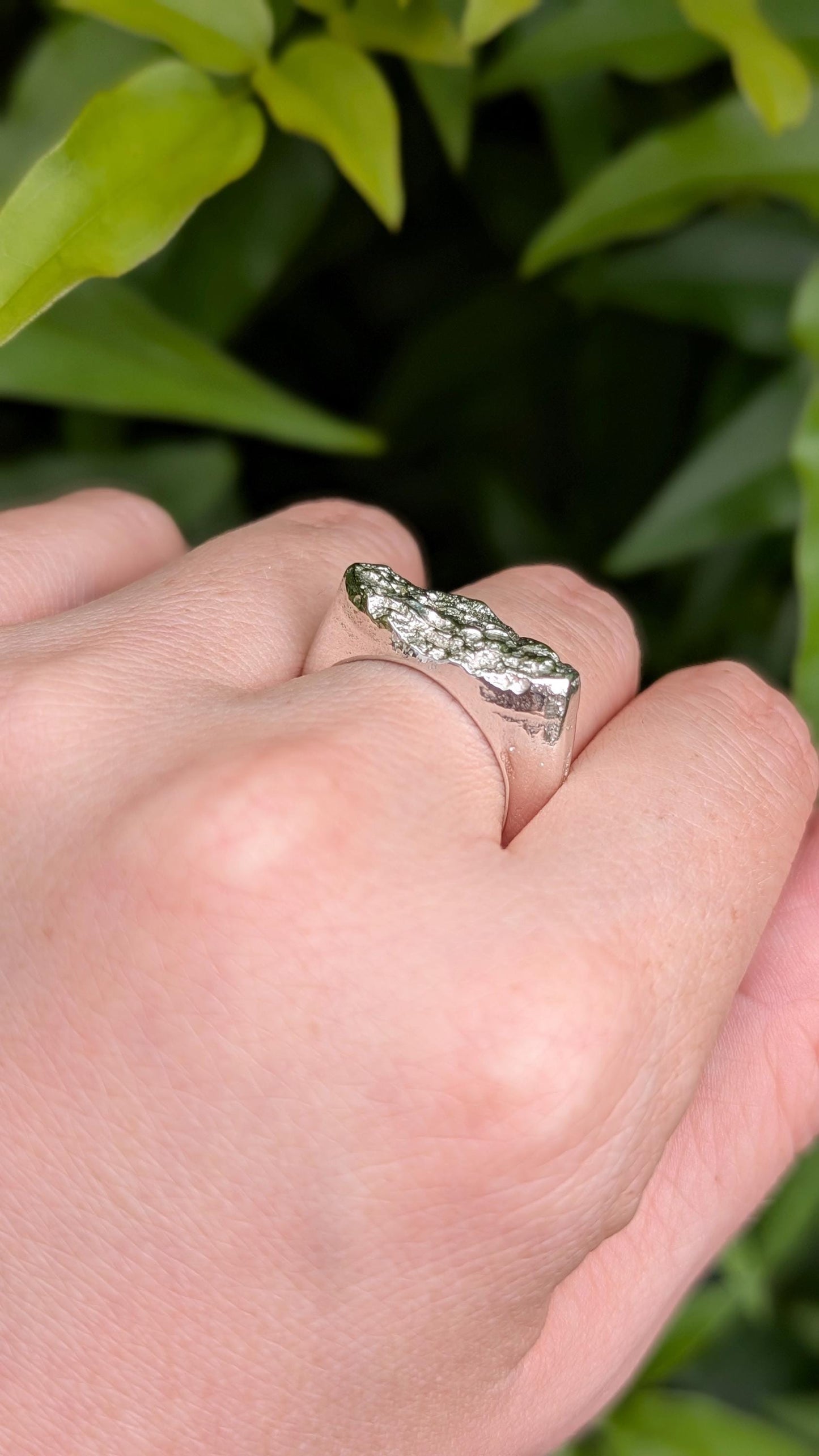 From The Earth ~ Chunky Recycled Sterling Silver Signet Ring ~ statement ring, organic, rustic, textured, large, heavyweight
