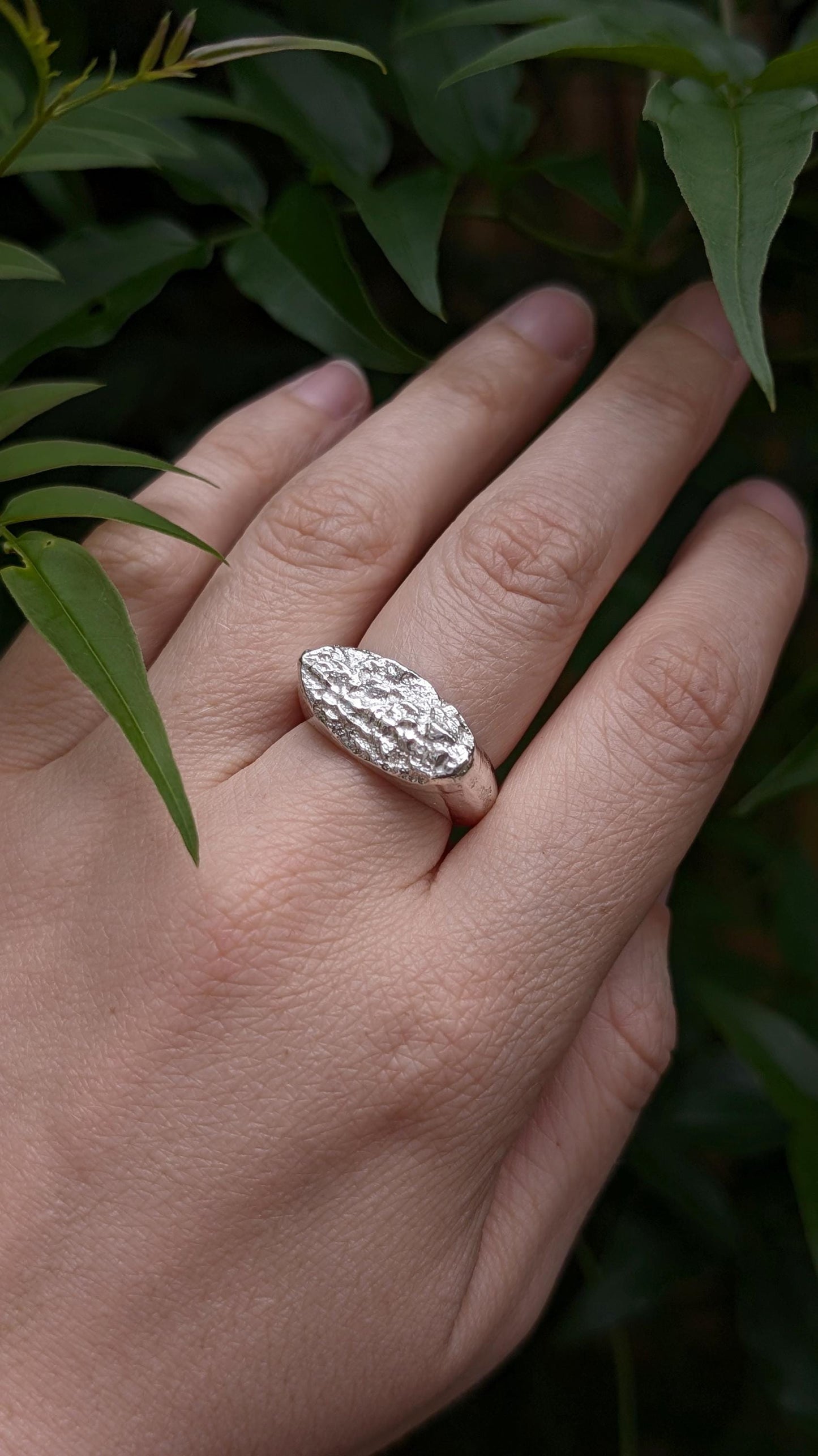 From The Earth ~ Chunky Recycled Sterling Silver Signet Ring ~ statement ring, organic, rustic, textured, large, heavyweight