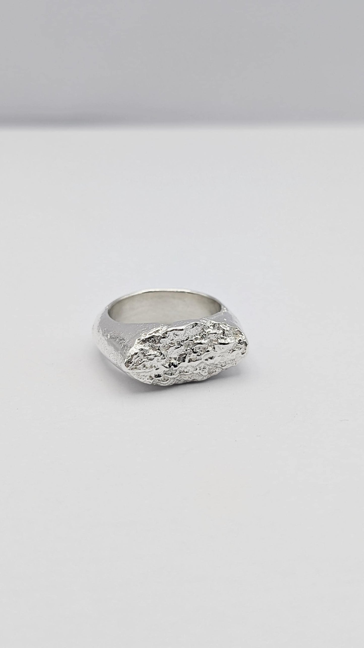 From The Earth ~ Chunky Recycled Sterling Silver Signet Ring ~ statement ring, organic, rustic, textured, large, heavyweight