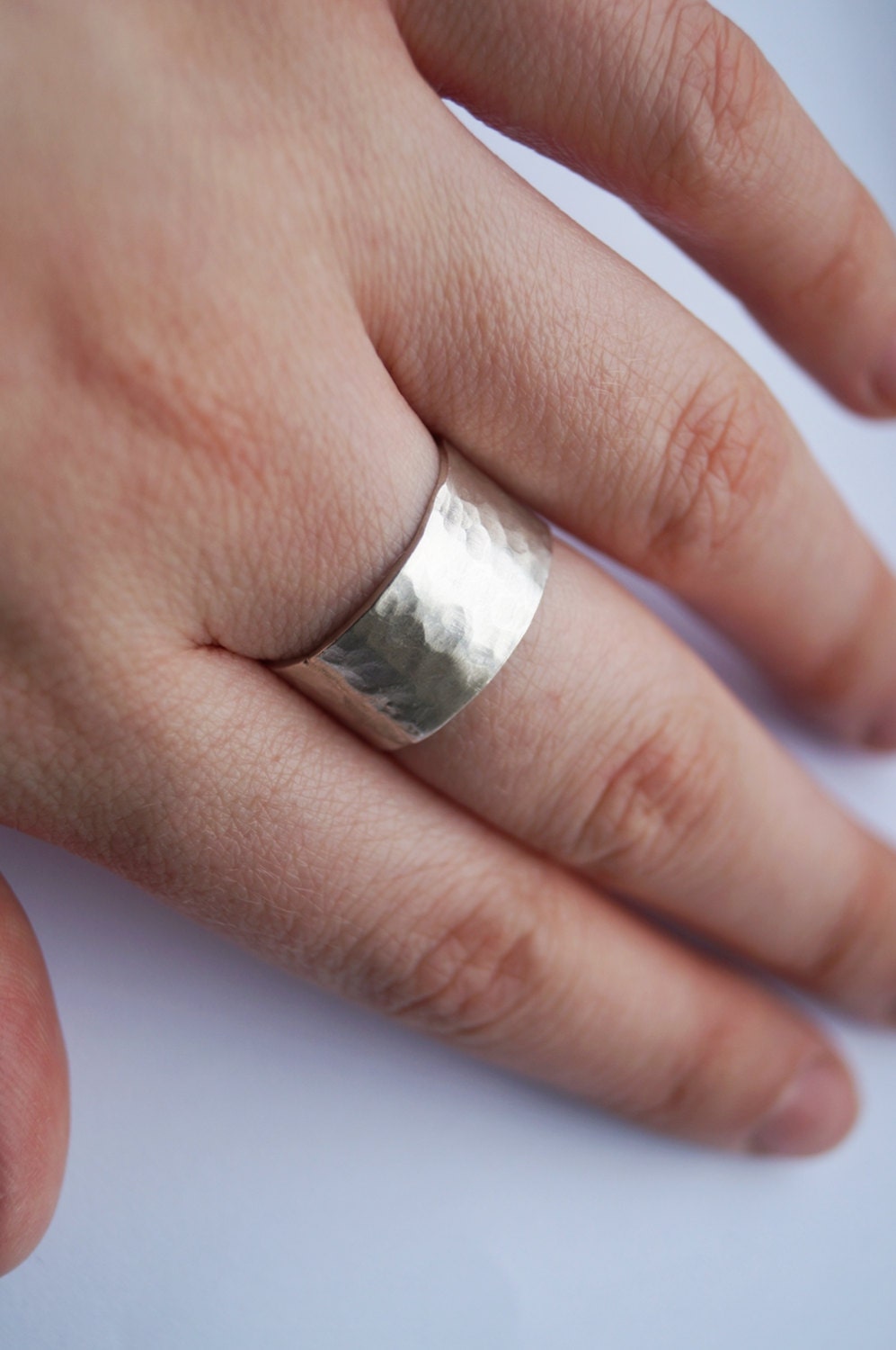 Recycled Sterling Silver Dimpled Wide Band ~ statement ring, unisex, men's ring, women's ring, textured