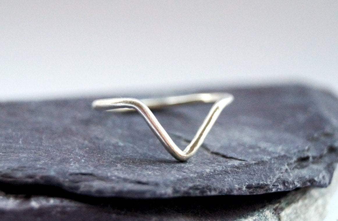 Recycled Sterling Silver Chevron Ring ~ stacking ring, stackable, triangle, geometry, minimal, recycled