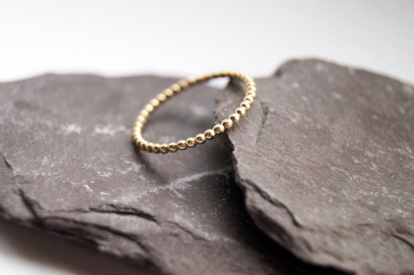 Hammered & Beaded Solid Recycled 9ct Gold Stacking Rings