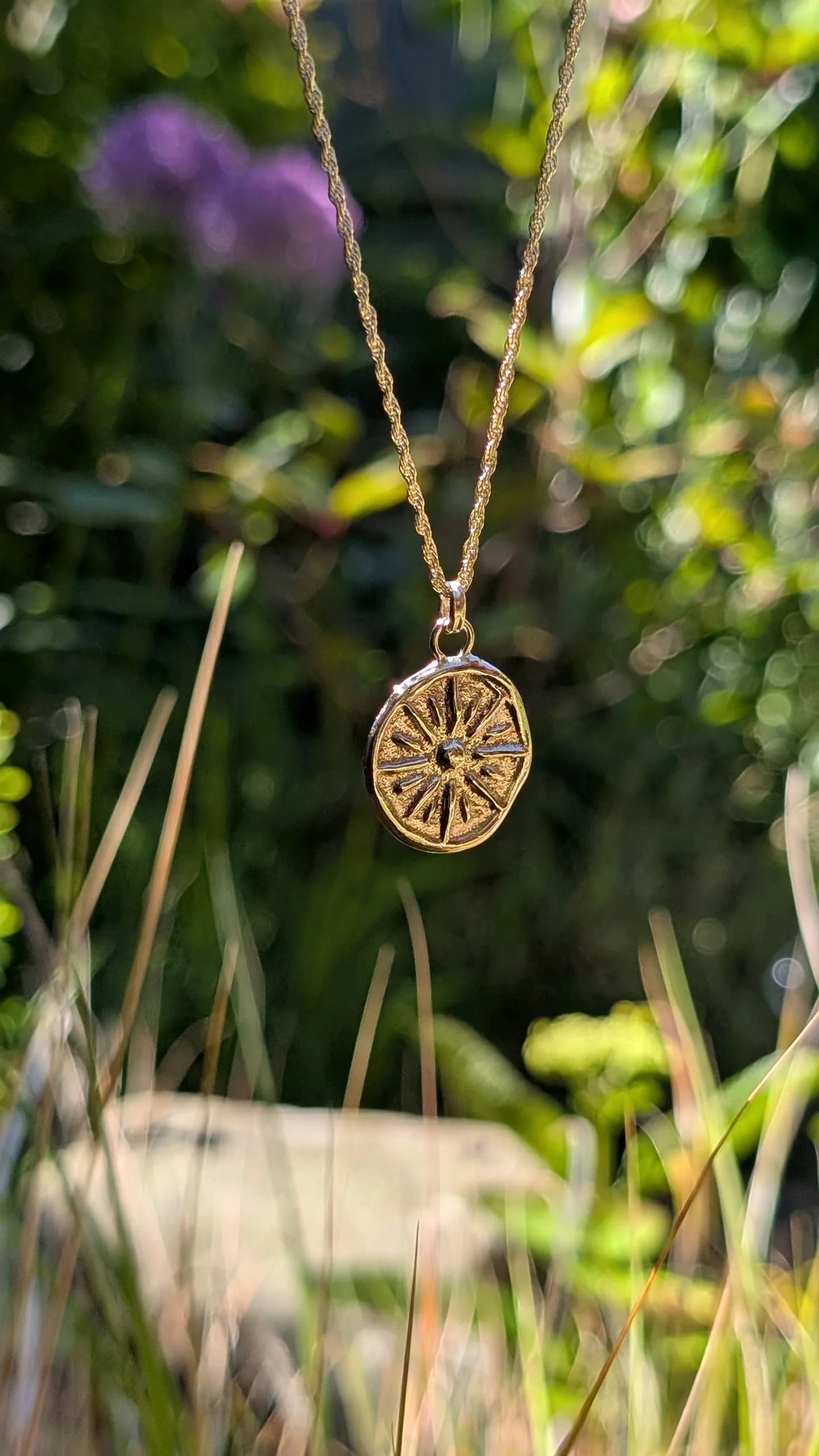 Sun Ray Pendant in Solid Sterling Silver, 9ct or 18ct Gold