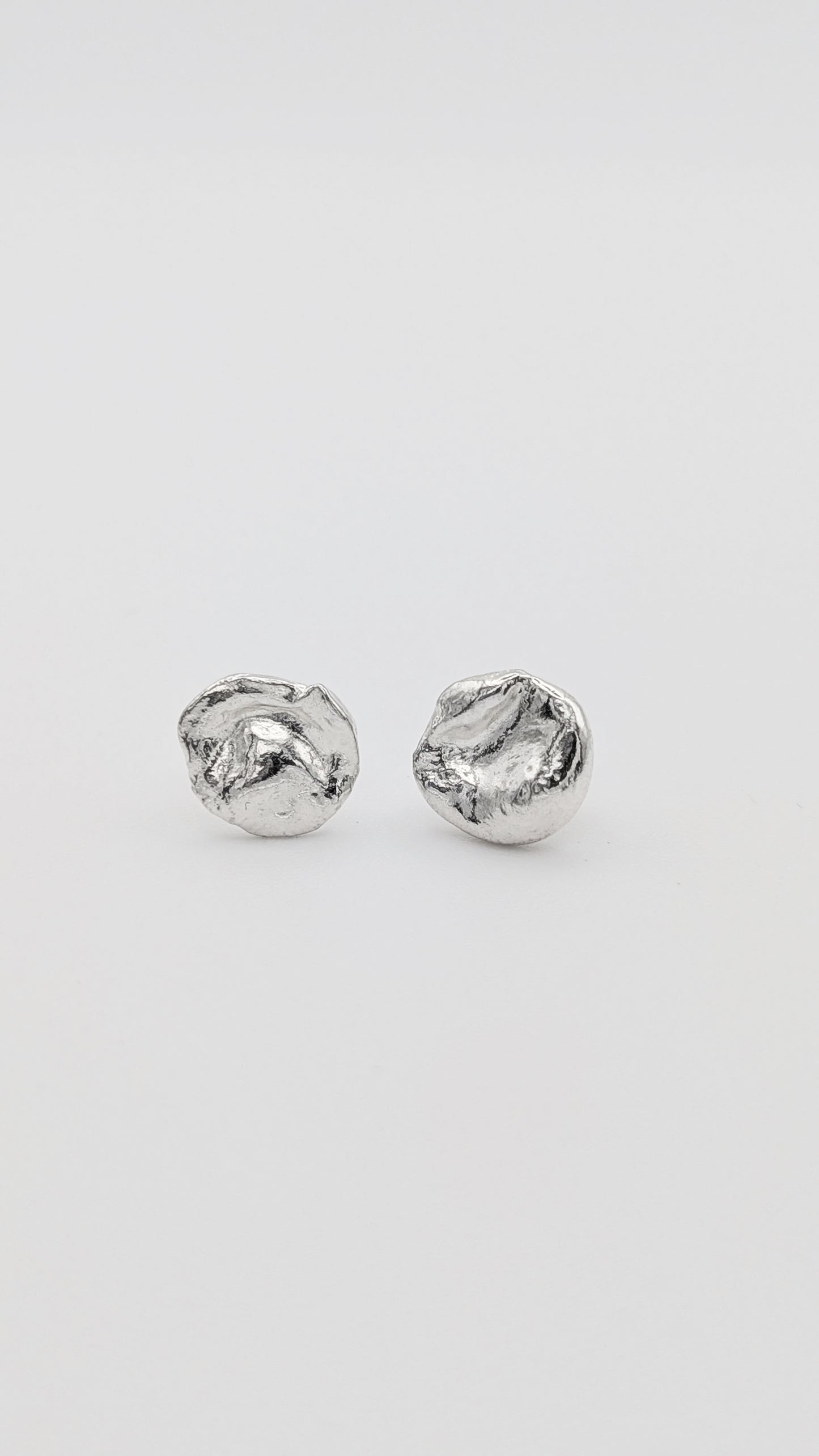Water Cast Sterling Silver Stud Earrings #1