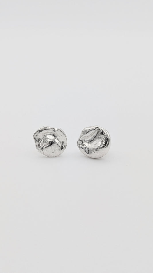 Water Cast Sterling Silver Stud Earrings #1