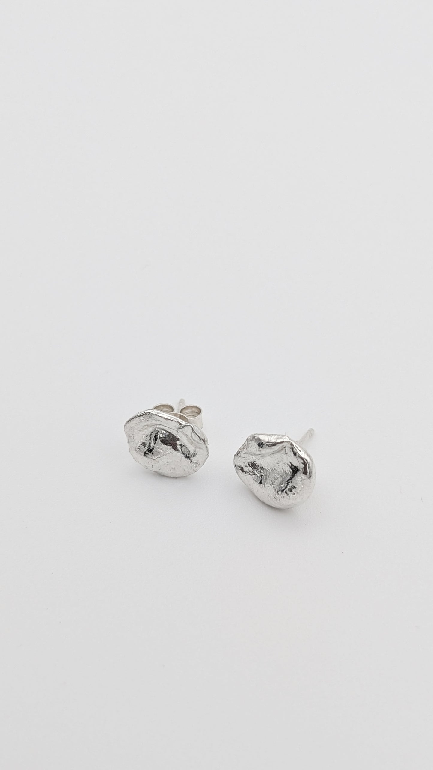 Water Cast Sterling Silver Stud Earrings #1