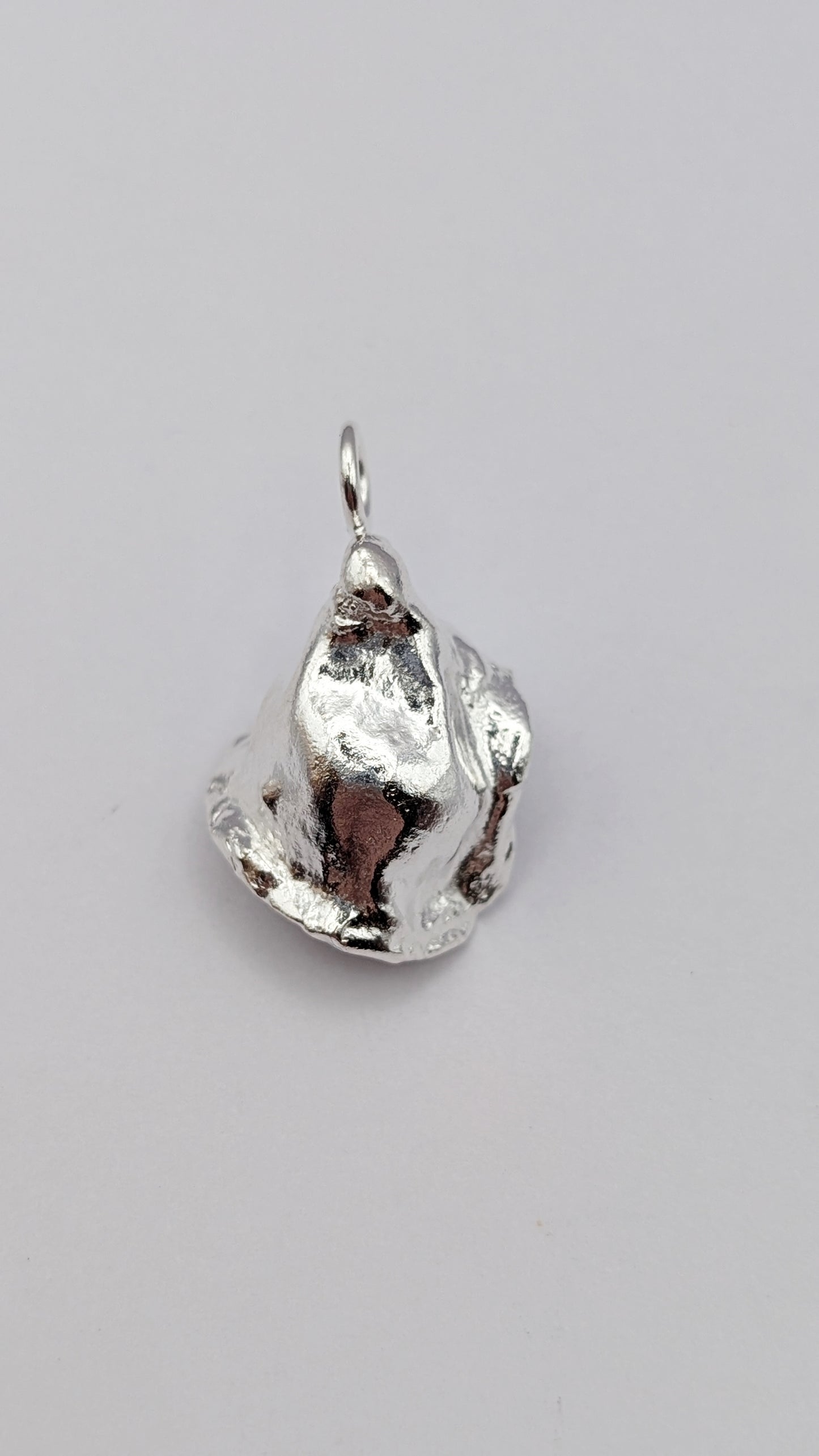 November Drop - Water Cast Sterling Silver Pendant #2