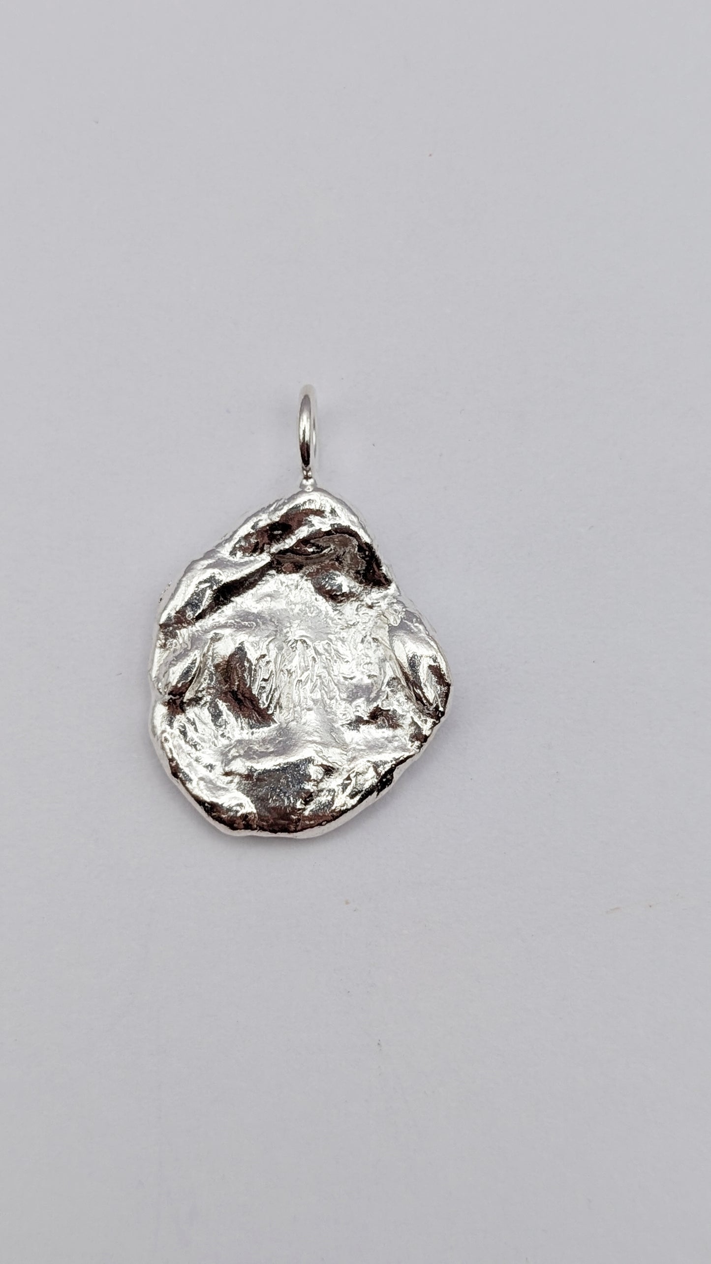 November Drop - Water Cast Sterling Silver Pendant #3