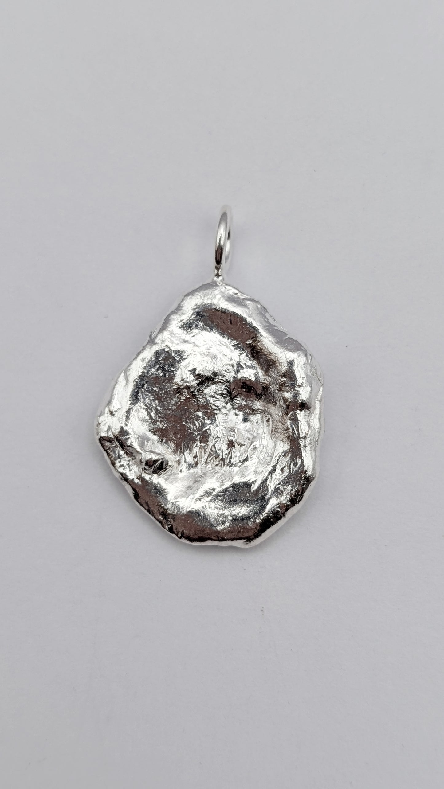 November Drop - Water Cast Sterling Silver Pendant #3