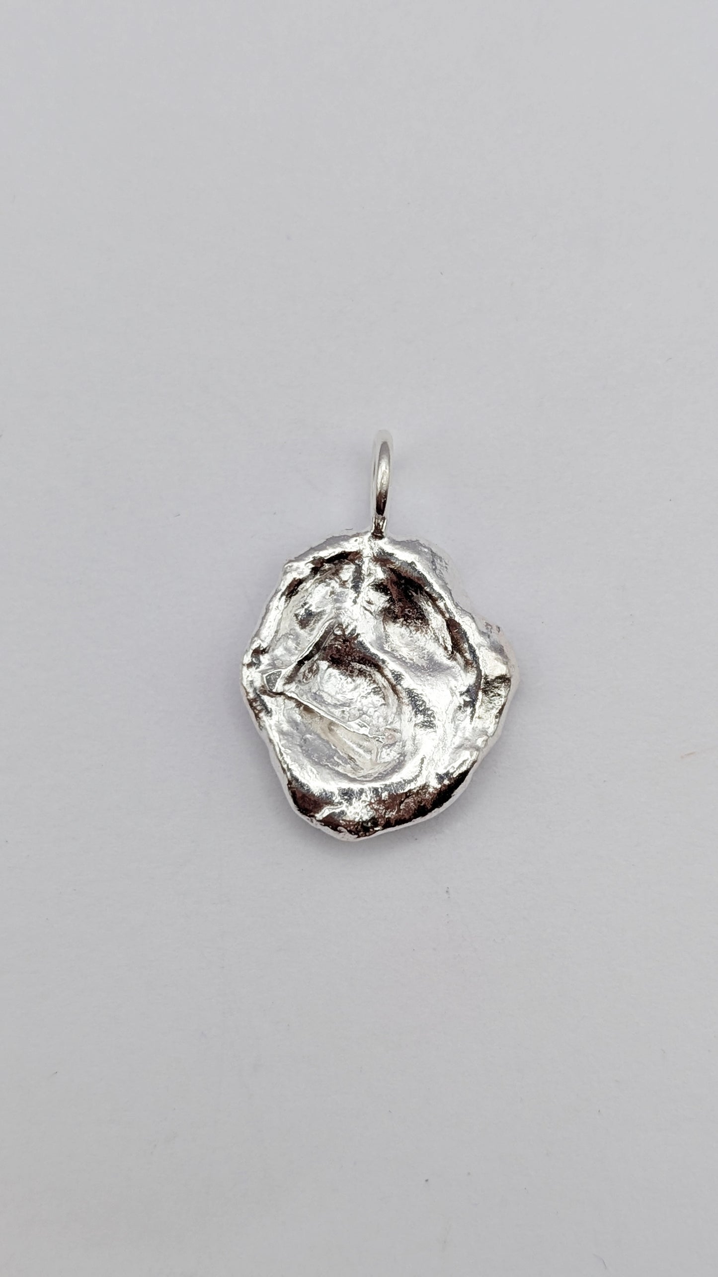 November Drop - Water Cast Sterling Silver Pendant #4