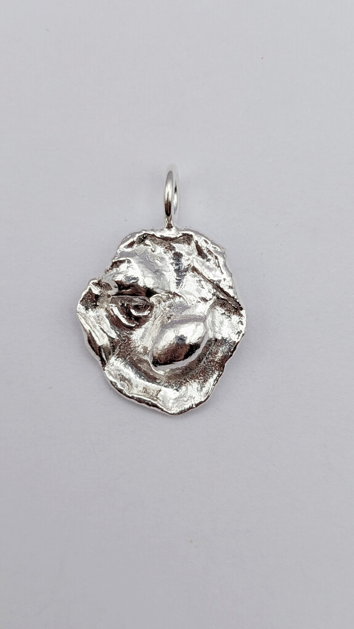 November Drop - Water Cast Sterling Silver Pendant #4