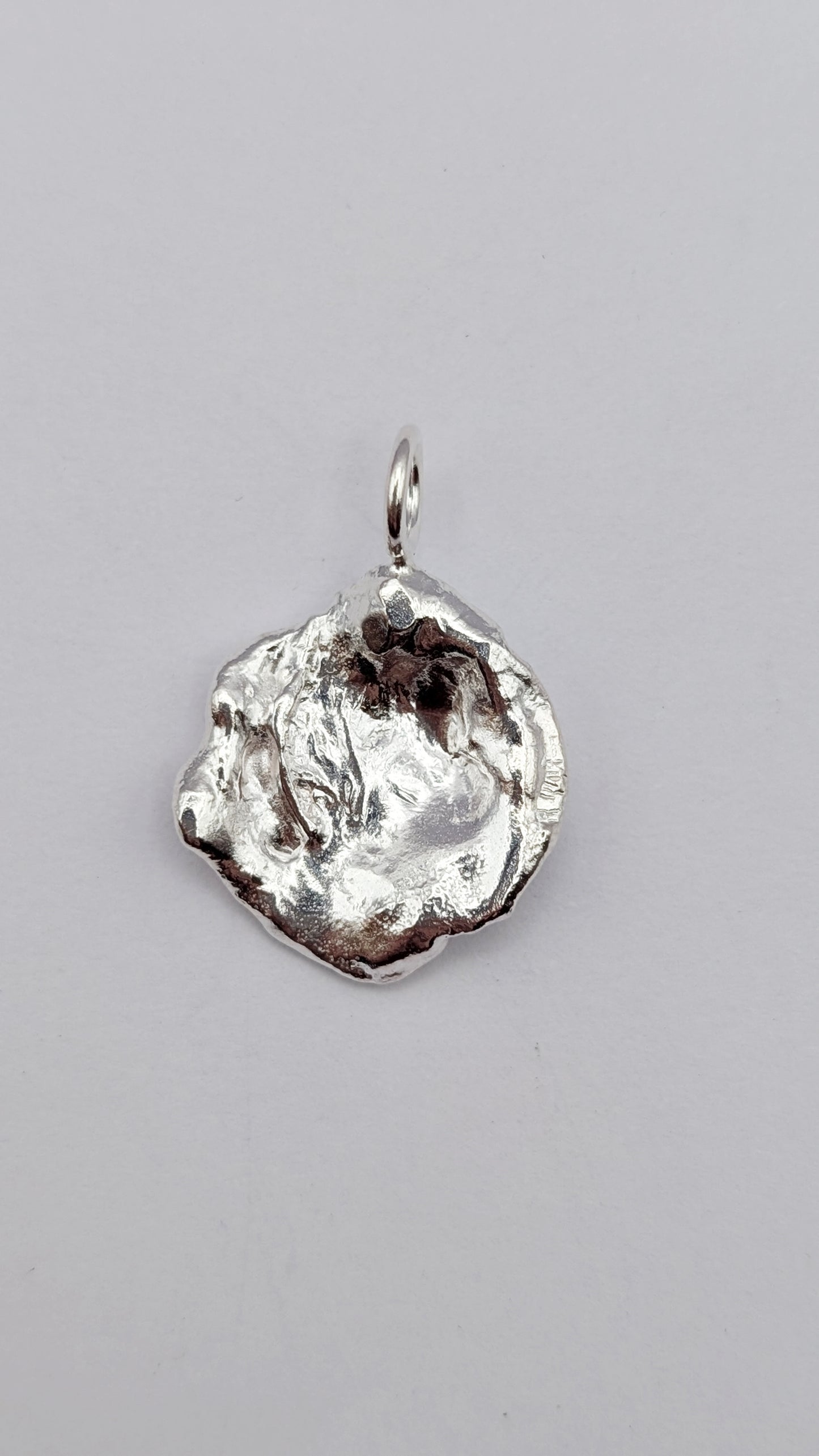November Drop - Water Cast Sterling Silver Pendant #5