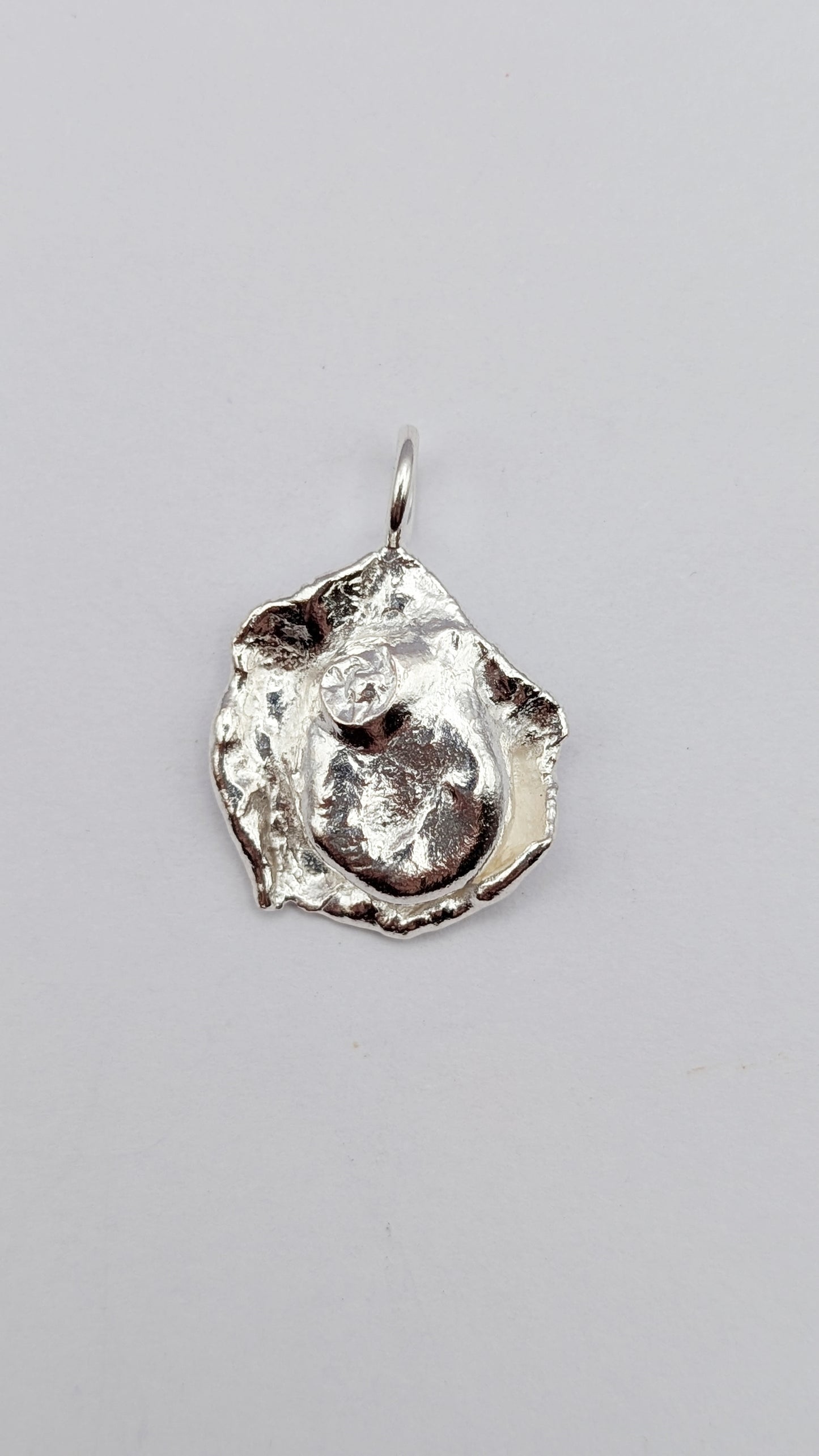 November Drop - Water Cast Sterling Silver Pendant #6