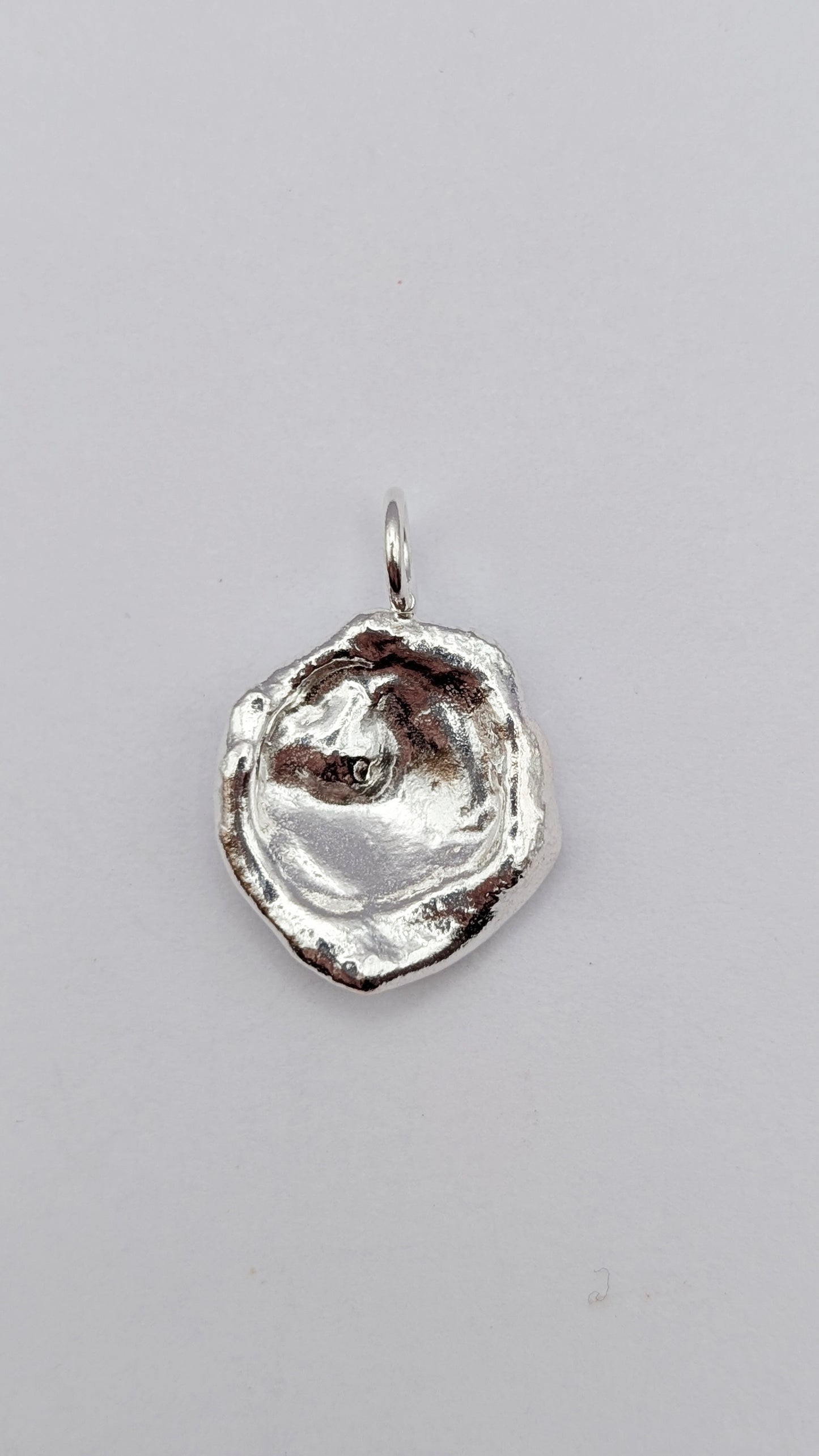November Drop - Water Cast Sterling Silver Pendant #7