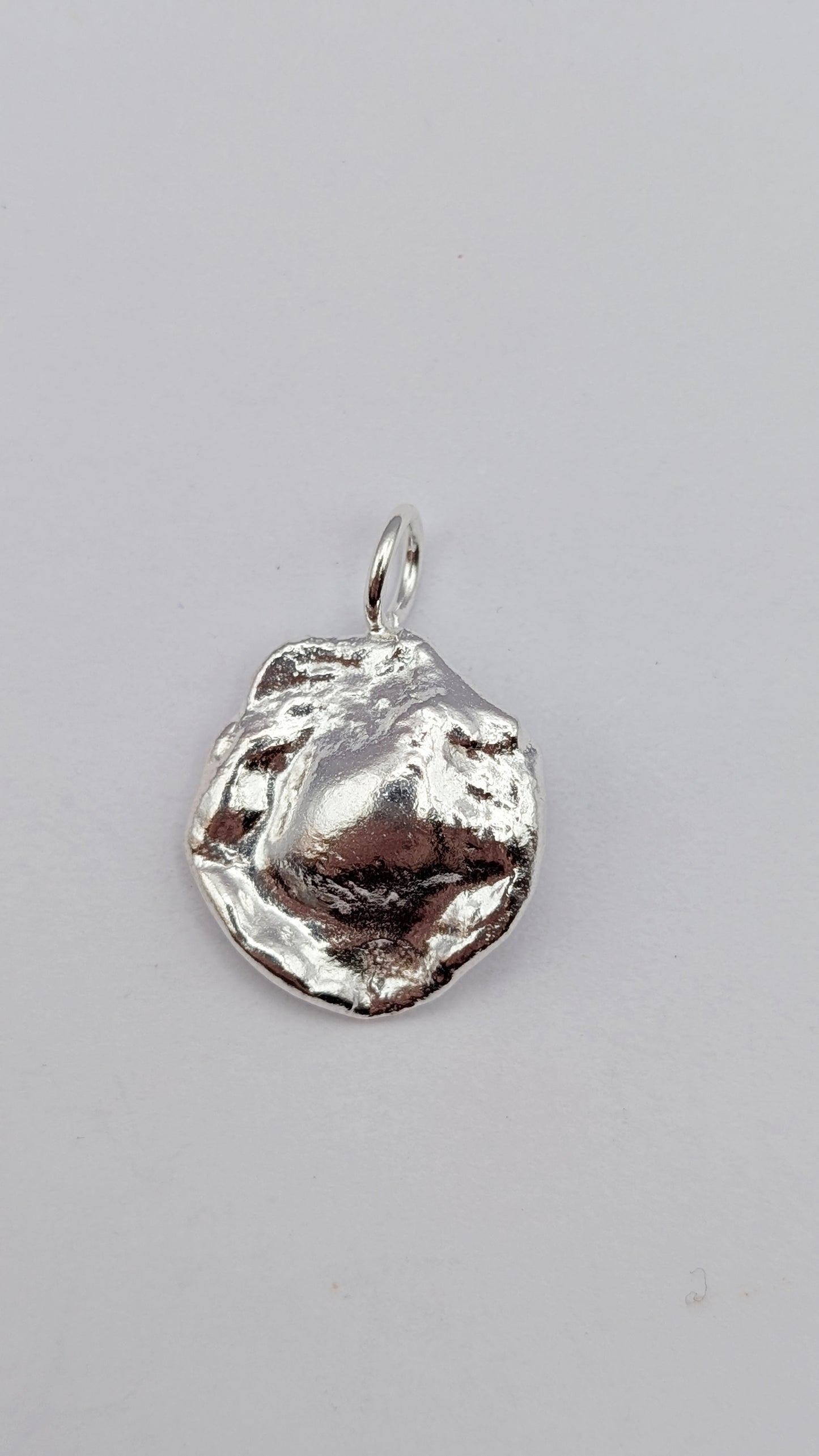November Drop - Water Cast Sterling Silver Pendant #7