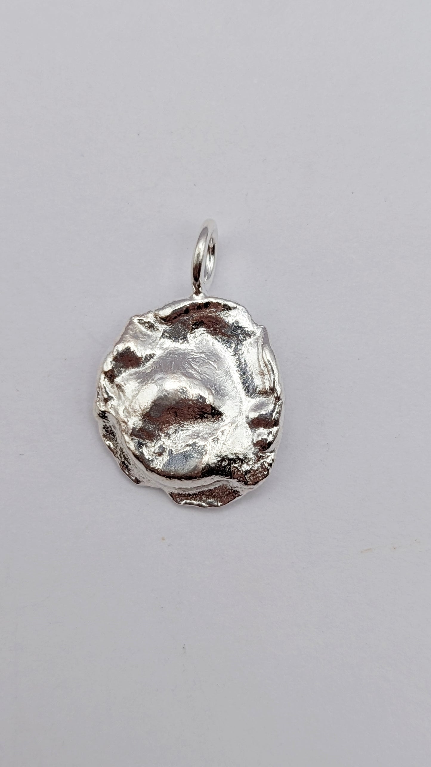 November Drop - Water Cast Sterling Silver Pendant #8