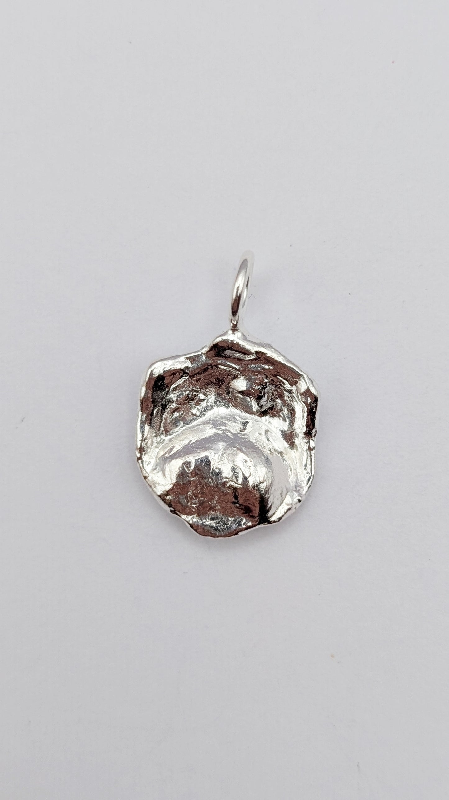 November Drop - Water Cast Sterling Silver Pendant #9