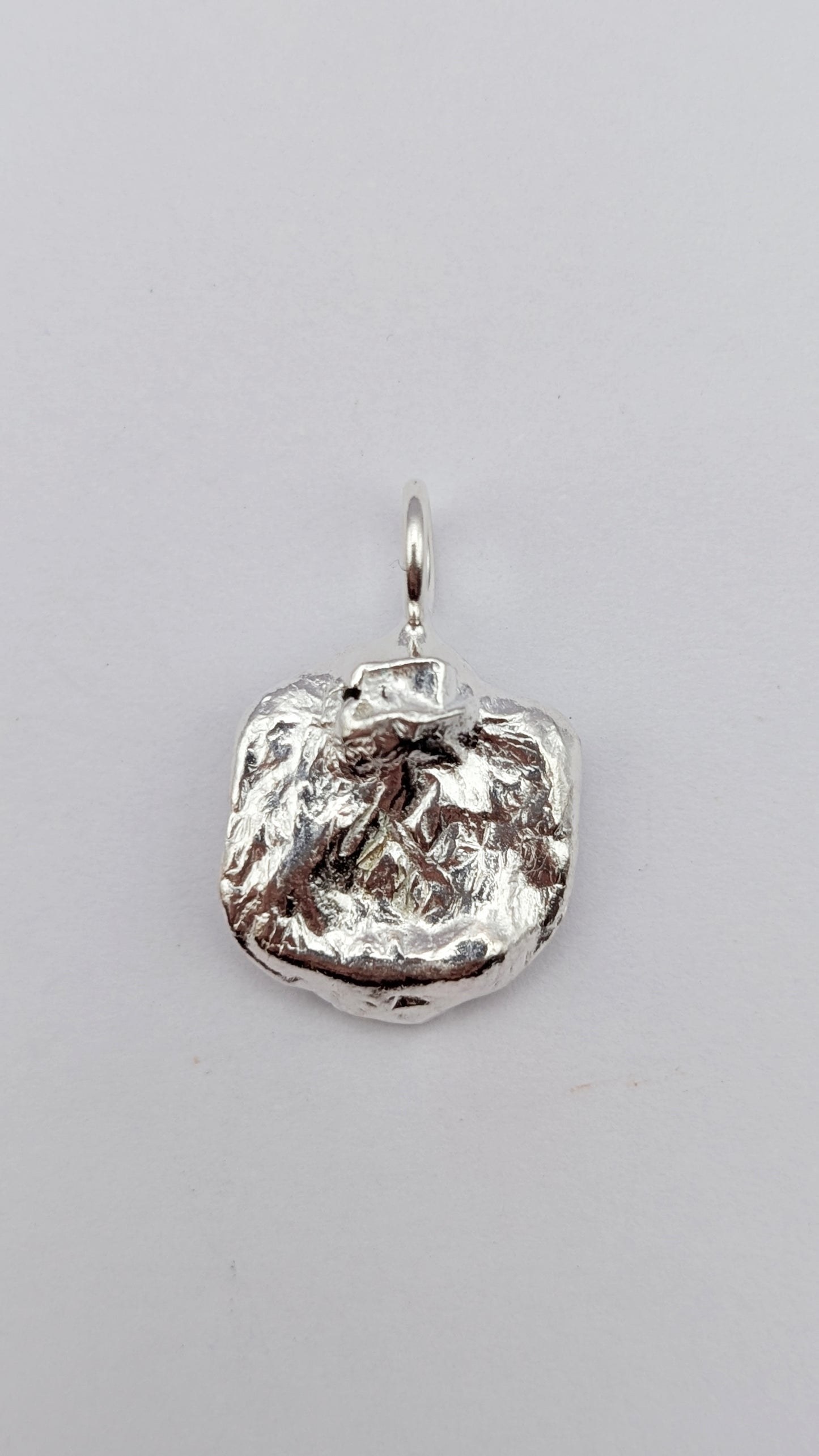 November Drop - Water Cast Sterling Silver Pendant #9