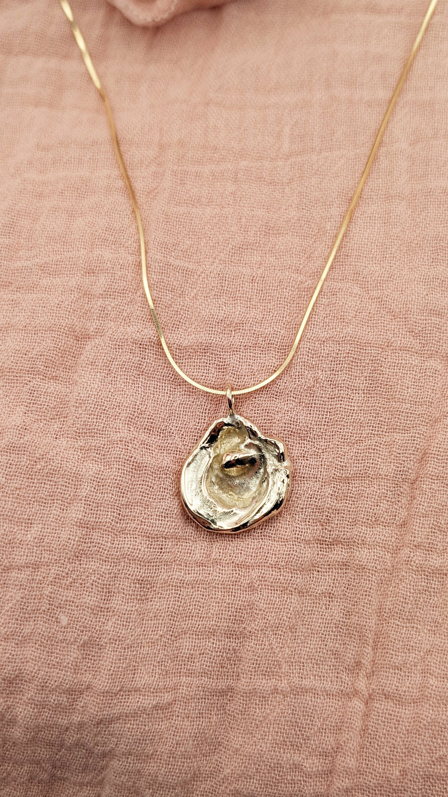 November Drop - Water Cast 9ct Gold Pendant #1
