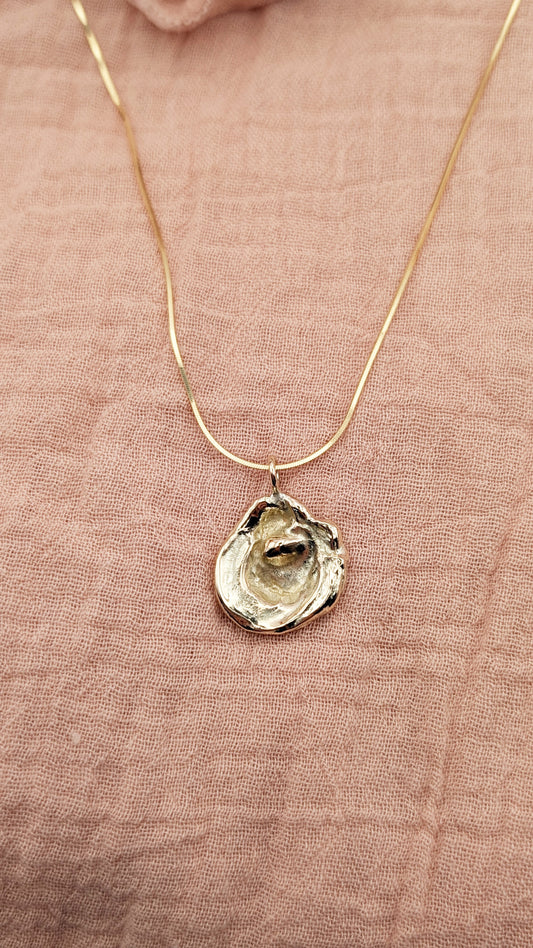 November Drop - Water Cast 9ct Gold Pendant #1