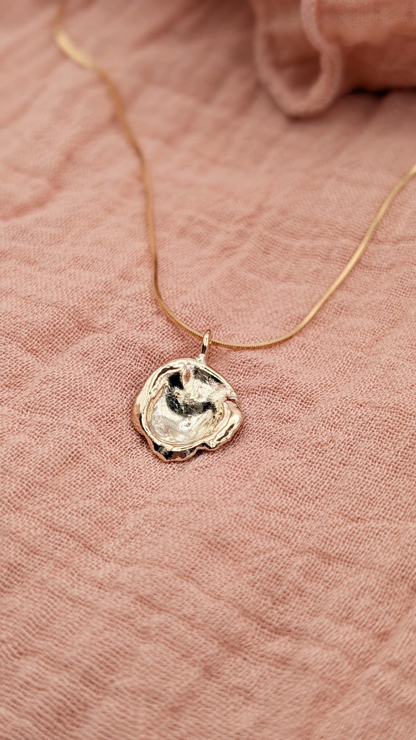 November Drop - Water Cast 9ct Gold Pendant #2