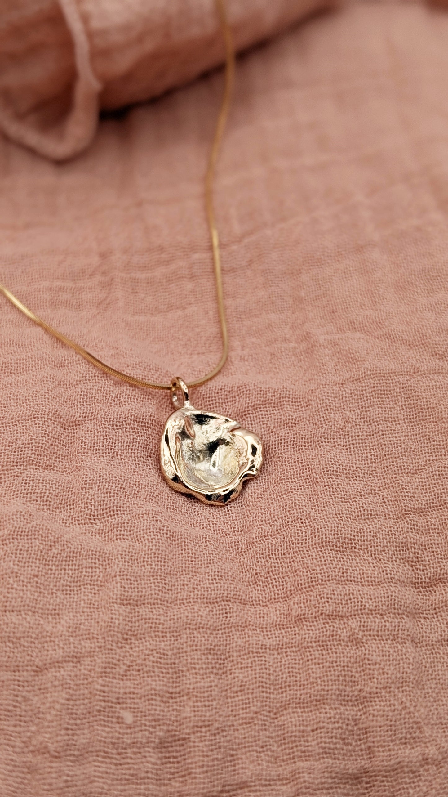 November Drop - Water Cast 9ct Gold Pendant #2