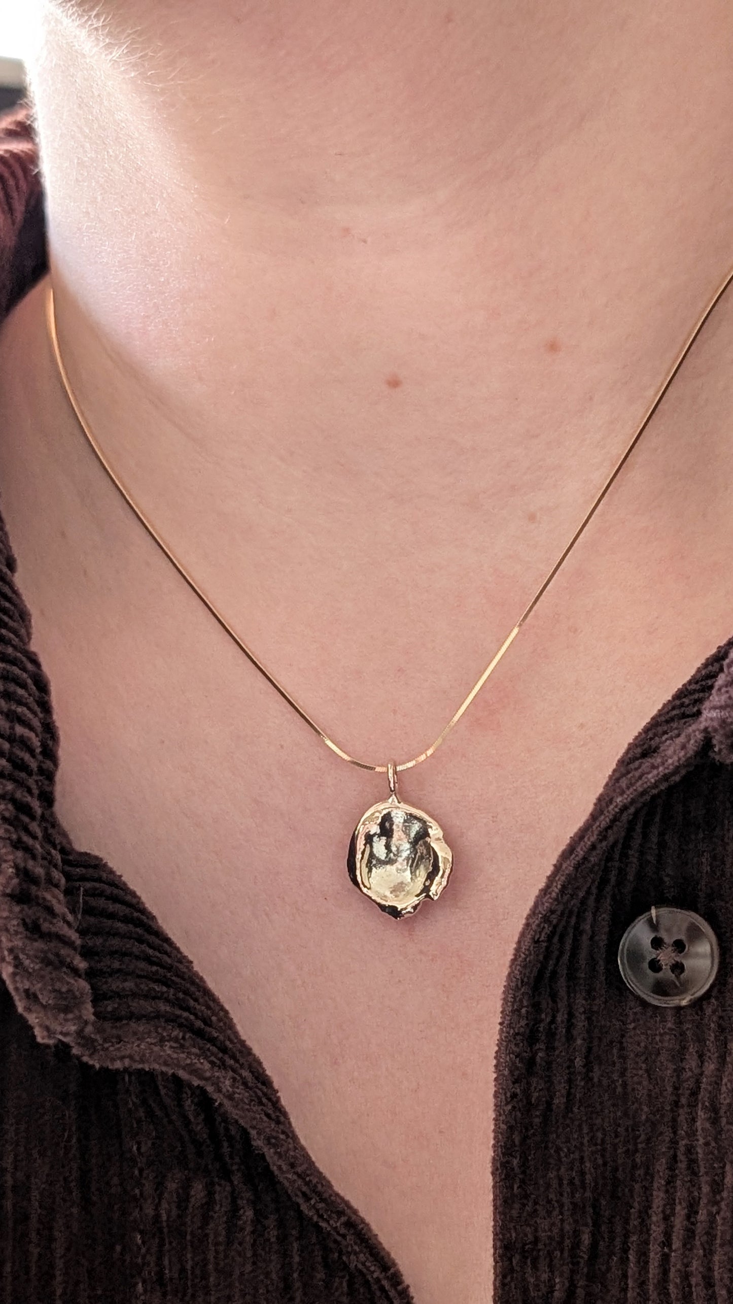 November Drop - Water Cast 9ct Gold Pendant #2