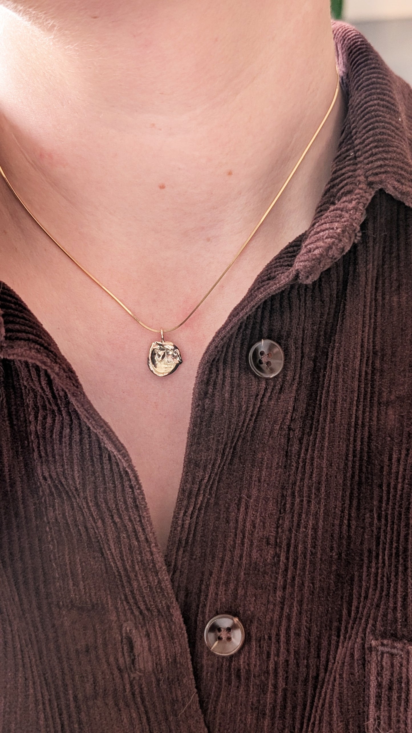 November Drop - Water Cast 9ct Gold Pendant #4