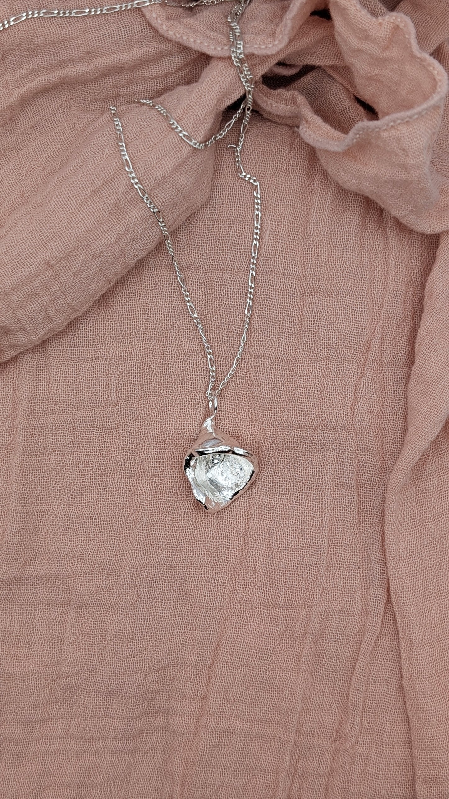 November Drop - Water Cast Sterling Silver Pendant #2